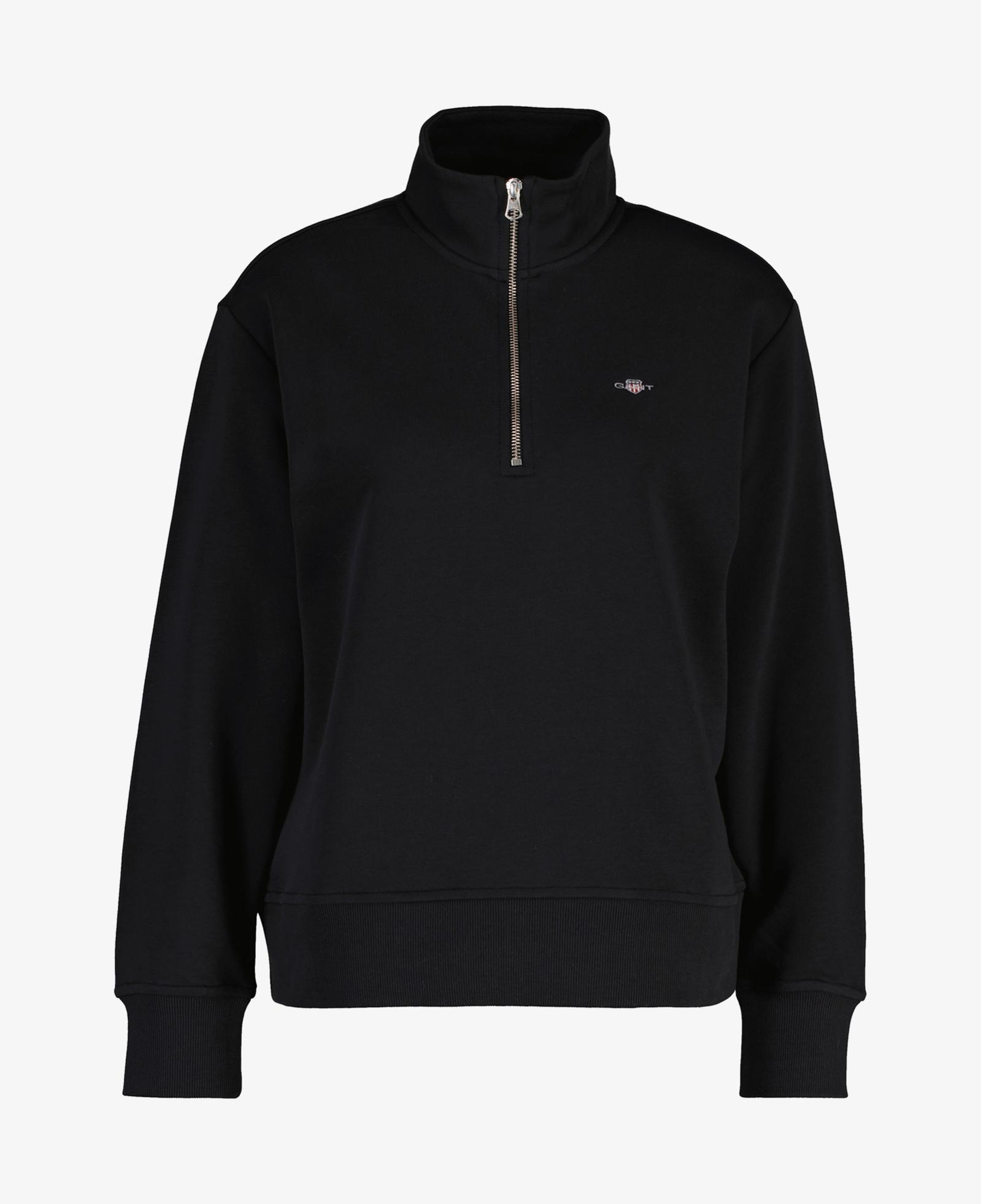 GANT Kadın Siyah Relaxed Fit Yarım Fermuarlı Sweatshirt