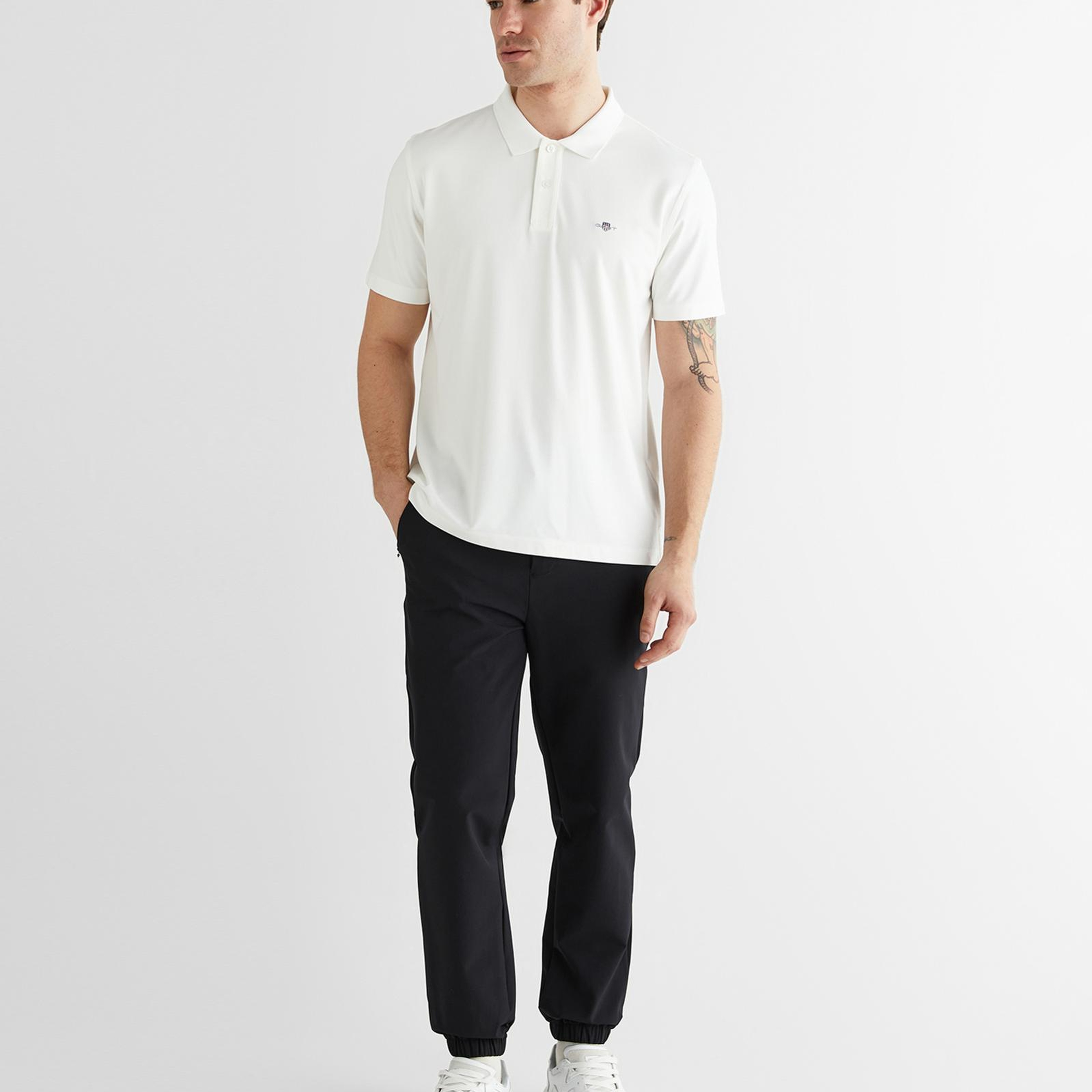 GANT Erkek Beyaz Regular Fit Logolu Polo Yaka T-Shirt