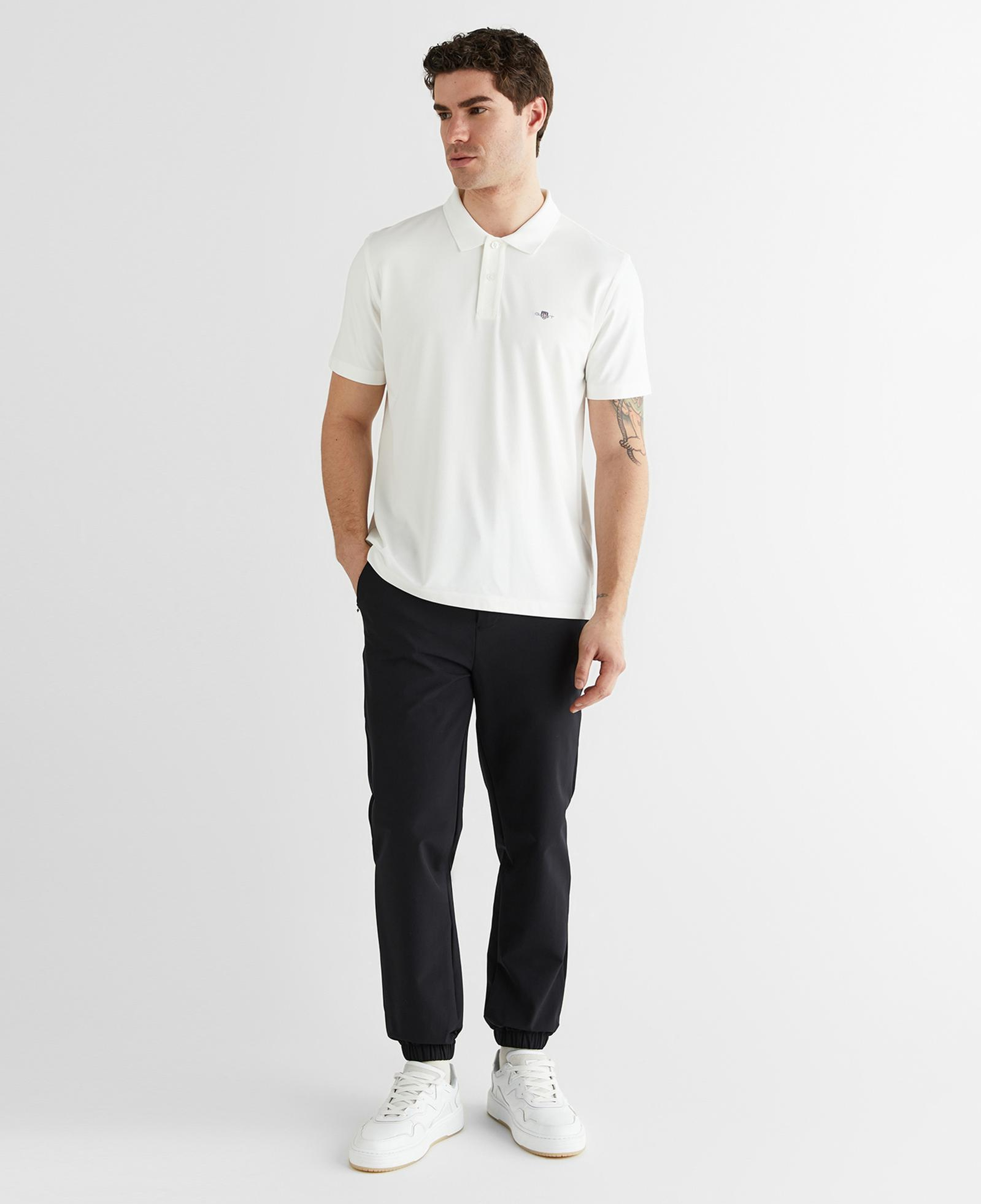 GANT Erkek Beyaz Regular Fit Logolu Polo Yaka T-Shirt