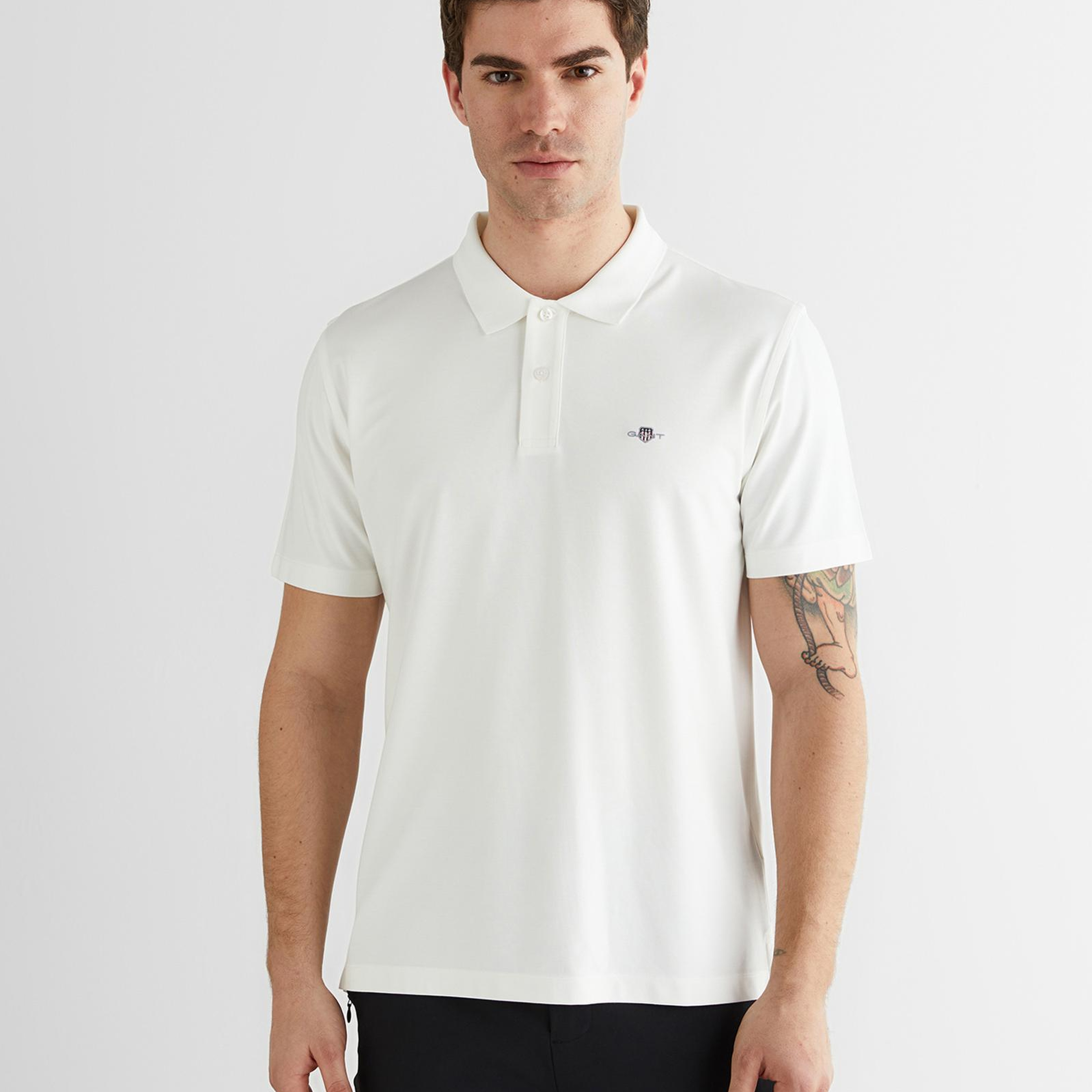 GANT Erkek Beyaz Regular Fit Logolu Polo Yaka T-Shirt