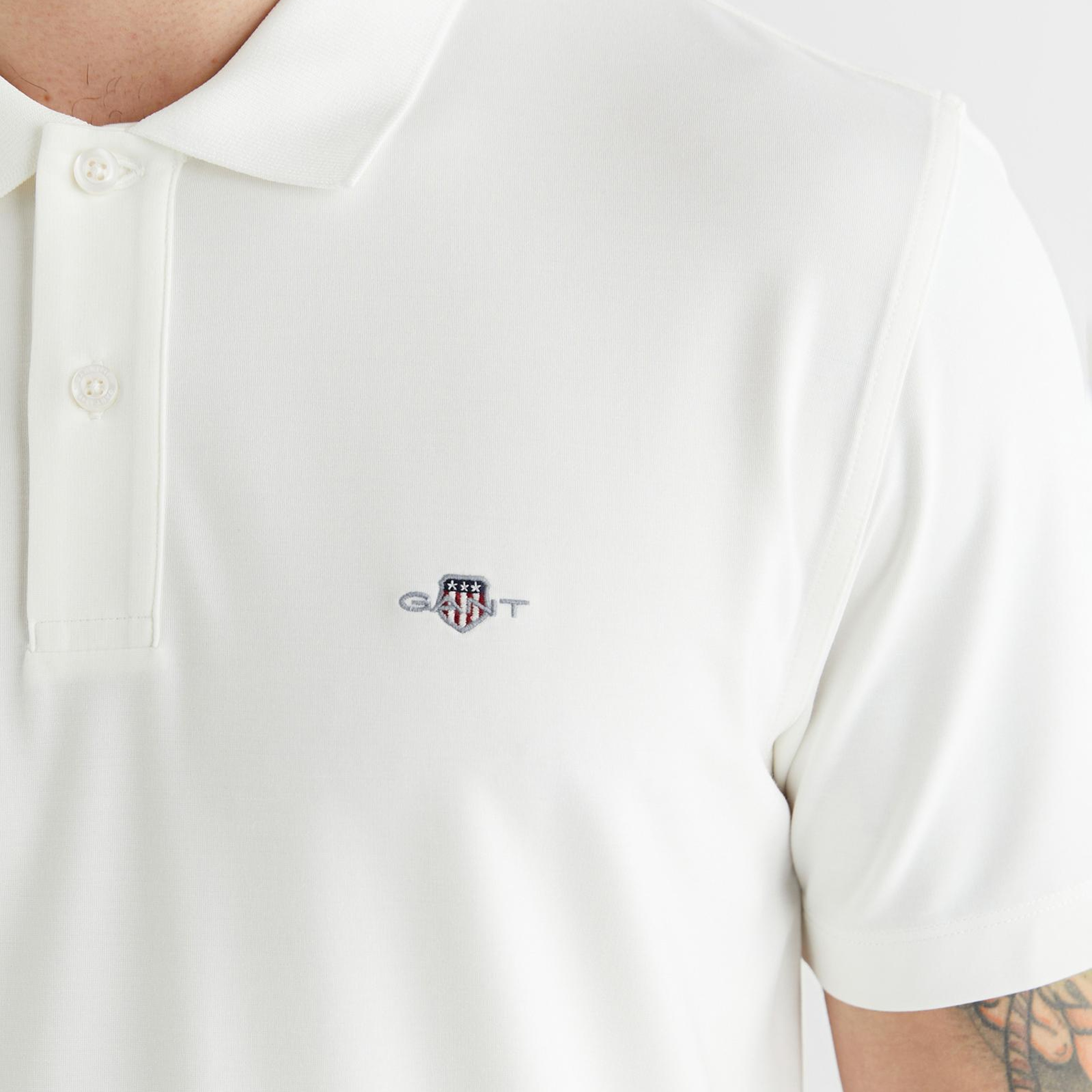 GANT Erkek Beyaz Regular Fit Logolu Polo Yaka T-Shirt