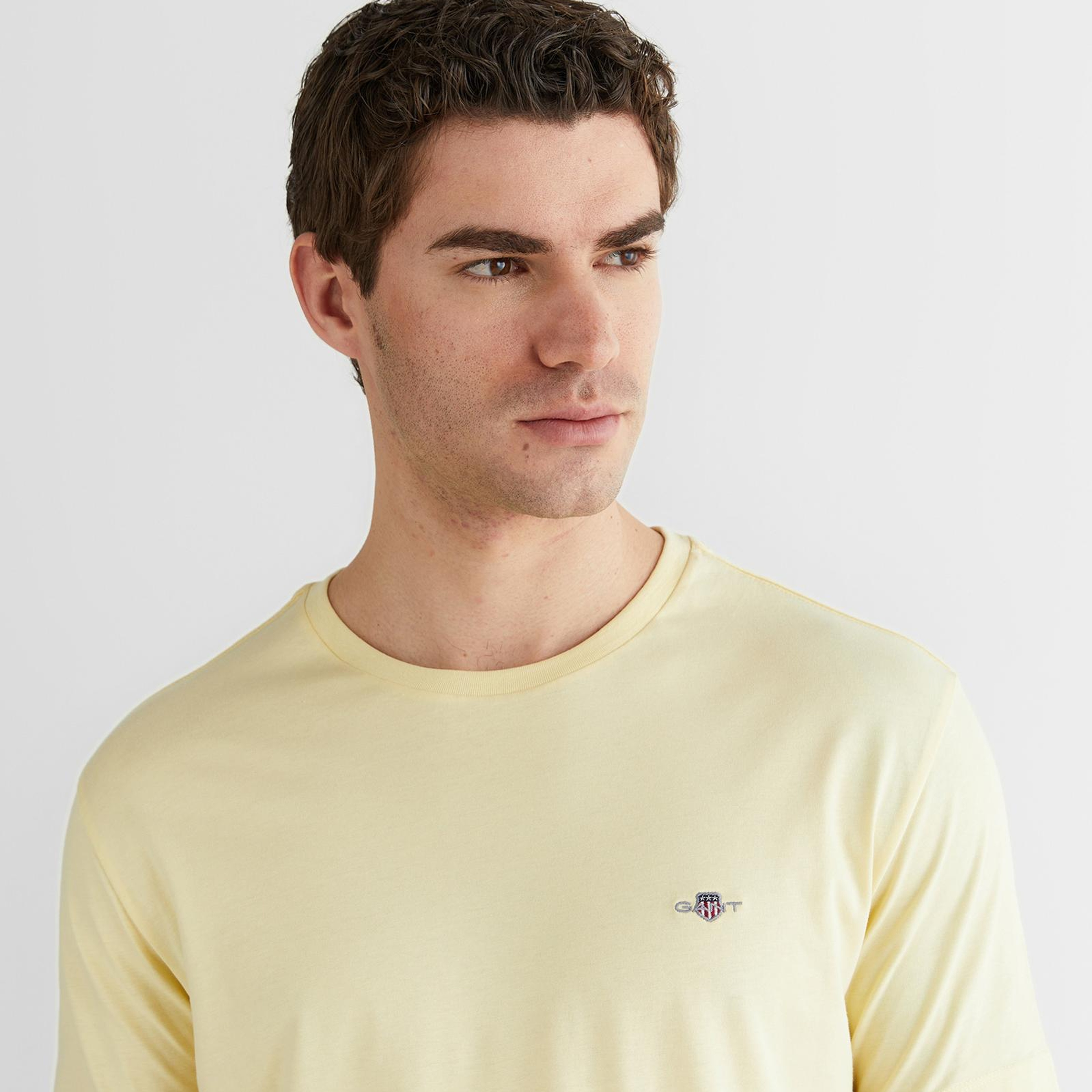 GANT Erkek Sarı Bisiklet Yaka Regular Fit Logolu T-Shirt