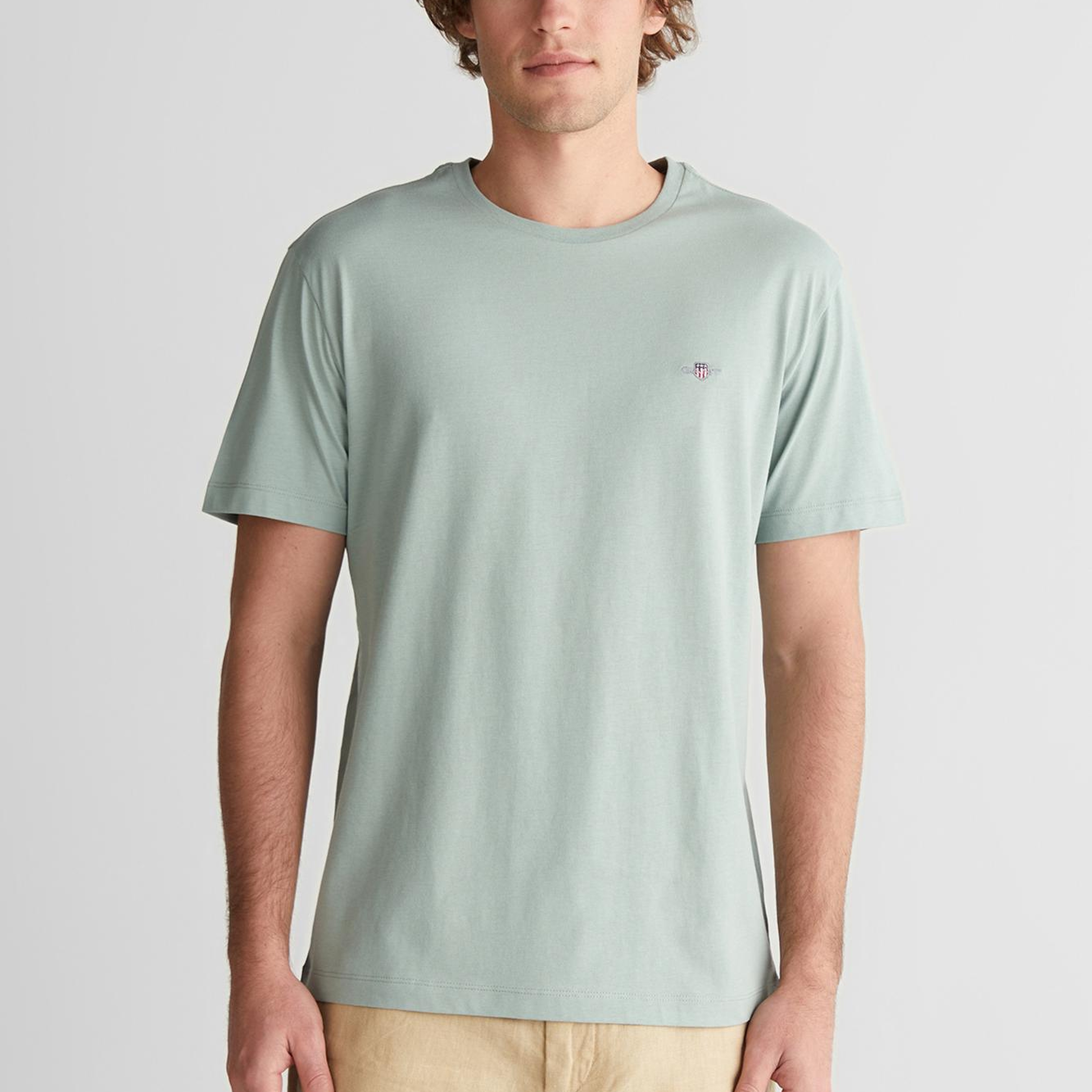 GANT Erkek Yeşil Bisiklet Yaka Regular Fit Logolu T-Shirt