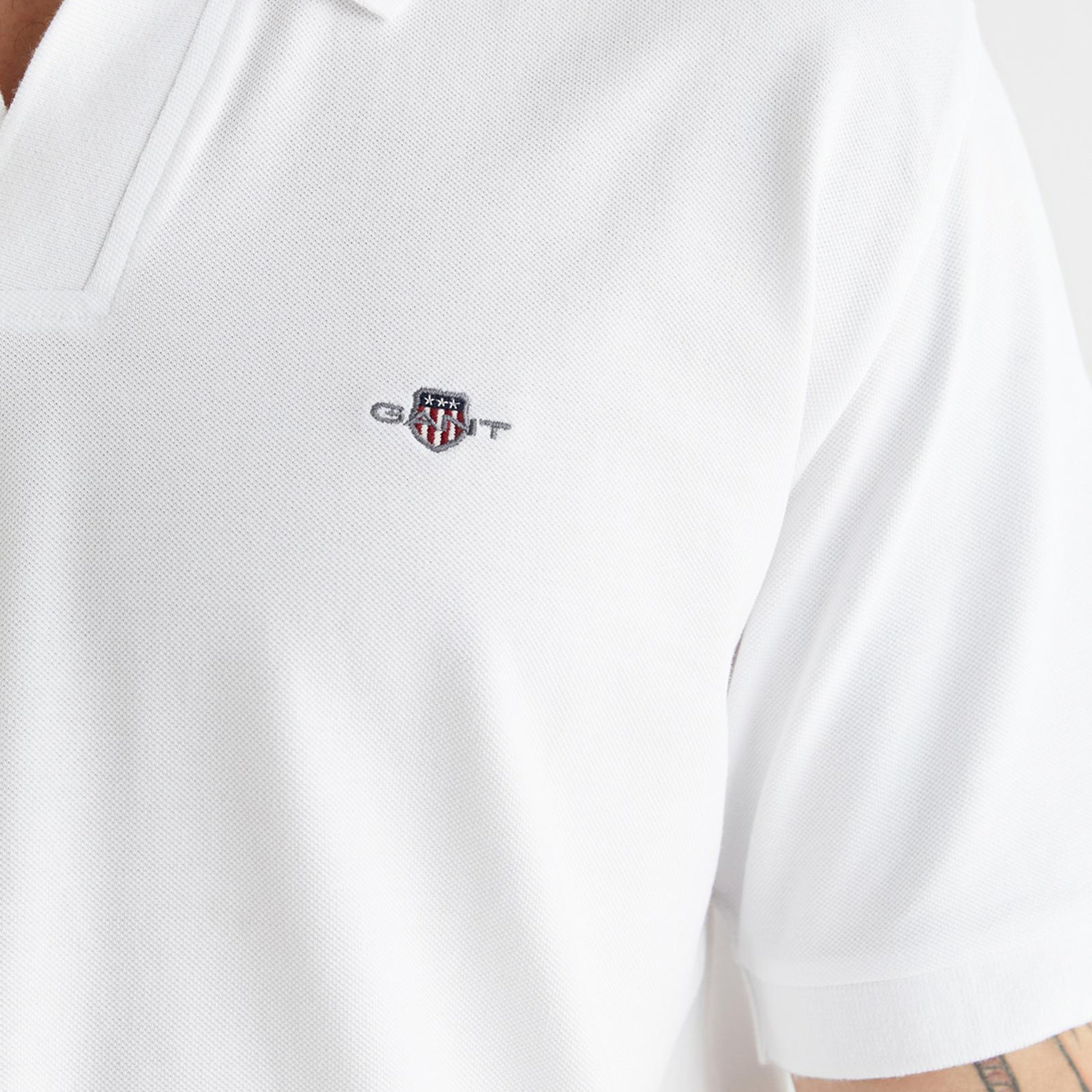 GANT Erkek Beyaz Regular Fit Logolu Polo Yaka T-Shirt