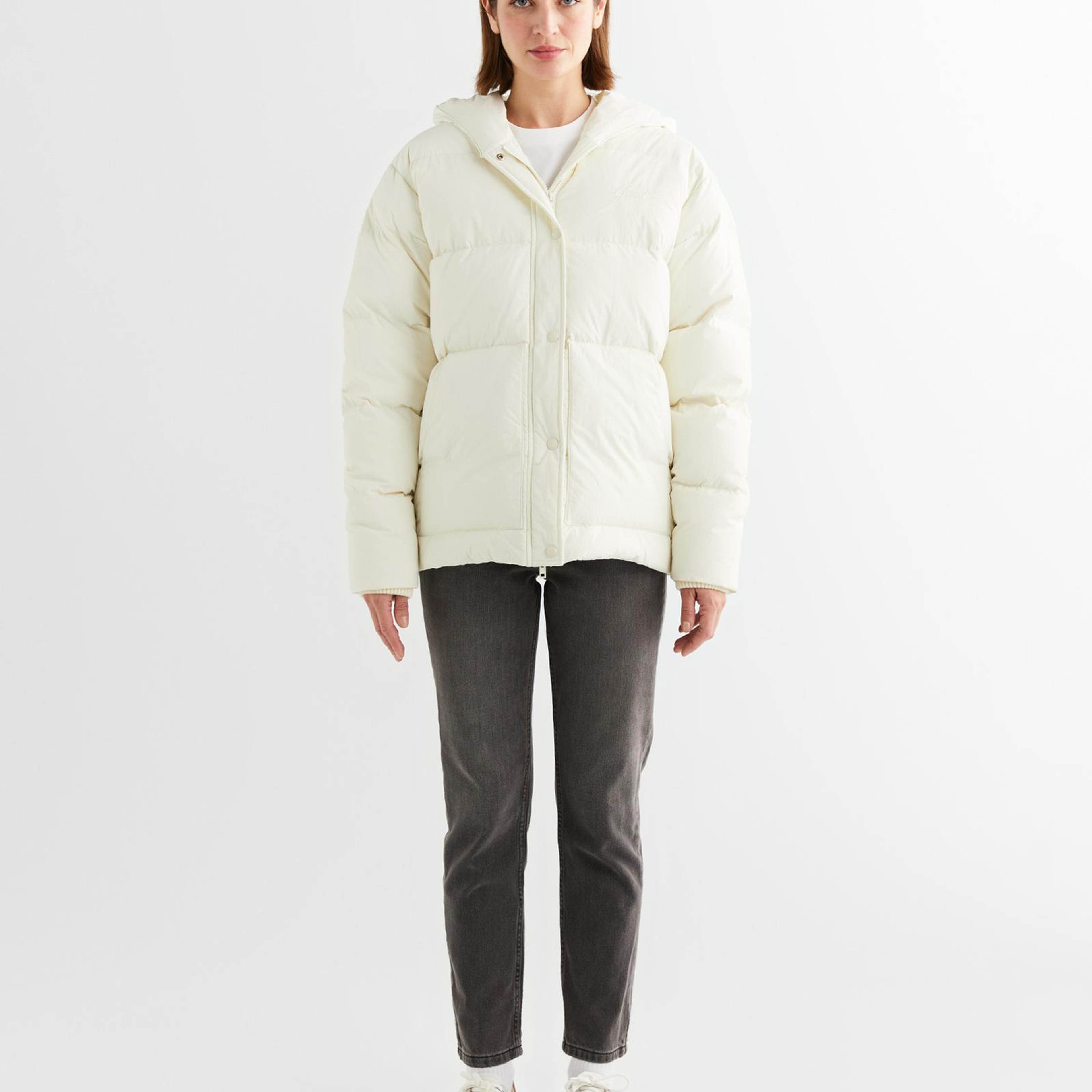 GANT Kadın Krem Kapüşonlu Kapitone Mont