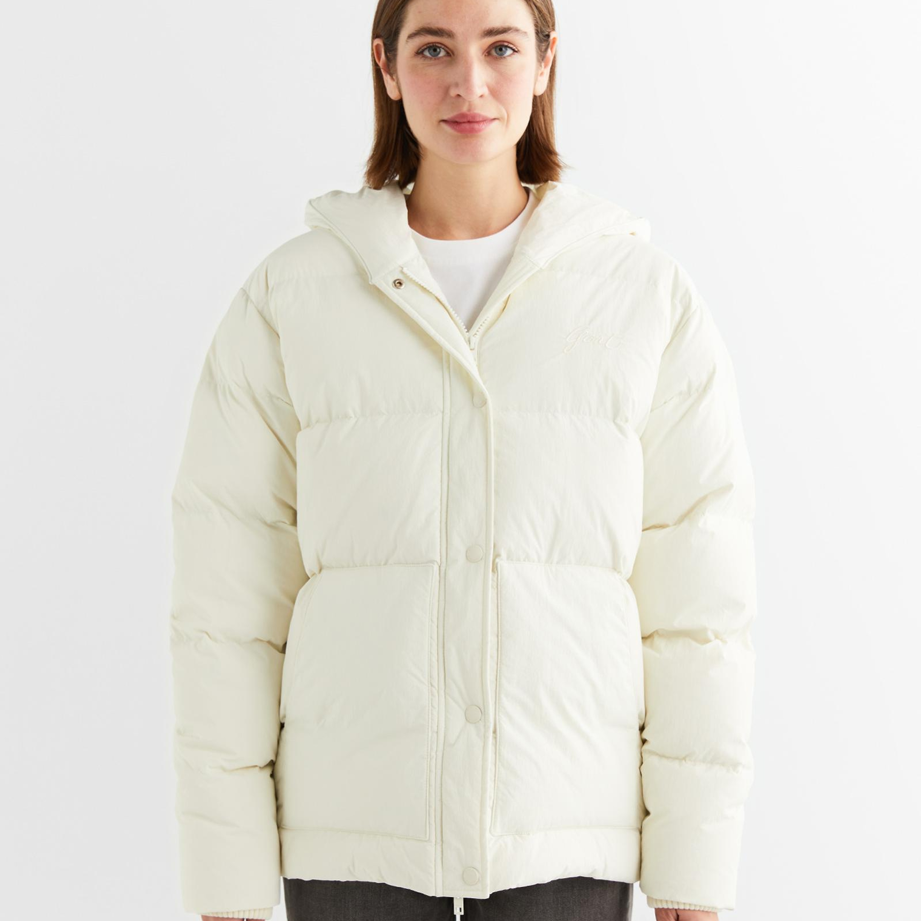 GANT Kadın Krem Kapüşonlu Kapitone Mont