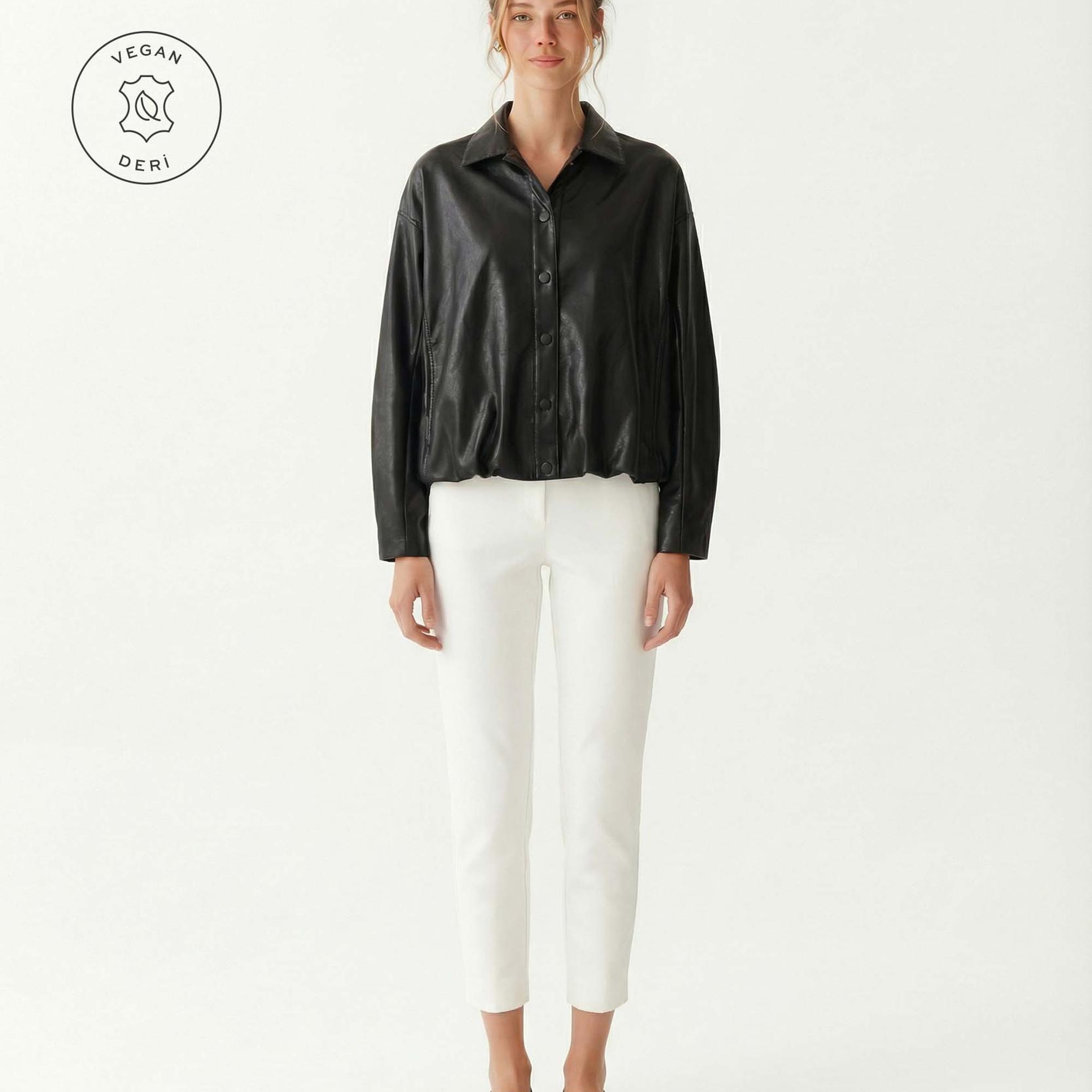 YARGICI Geniş Gömlek Yaka Uzun Kol Ceket