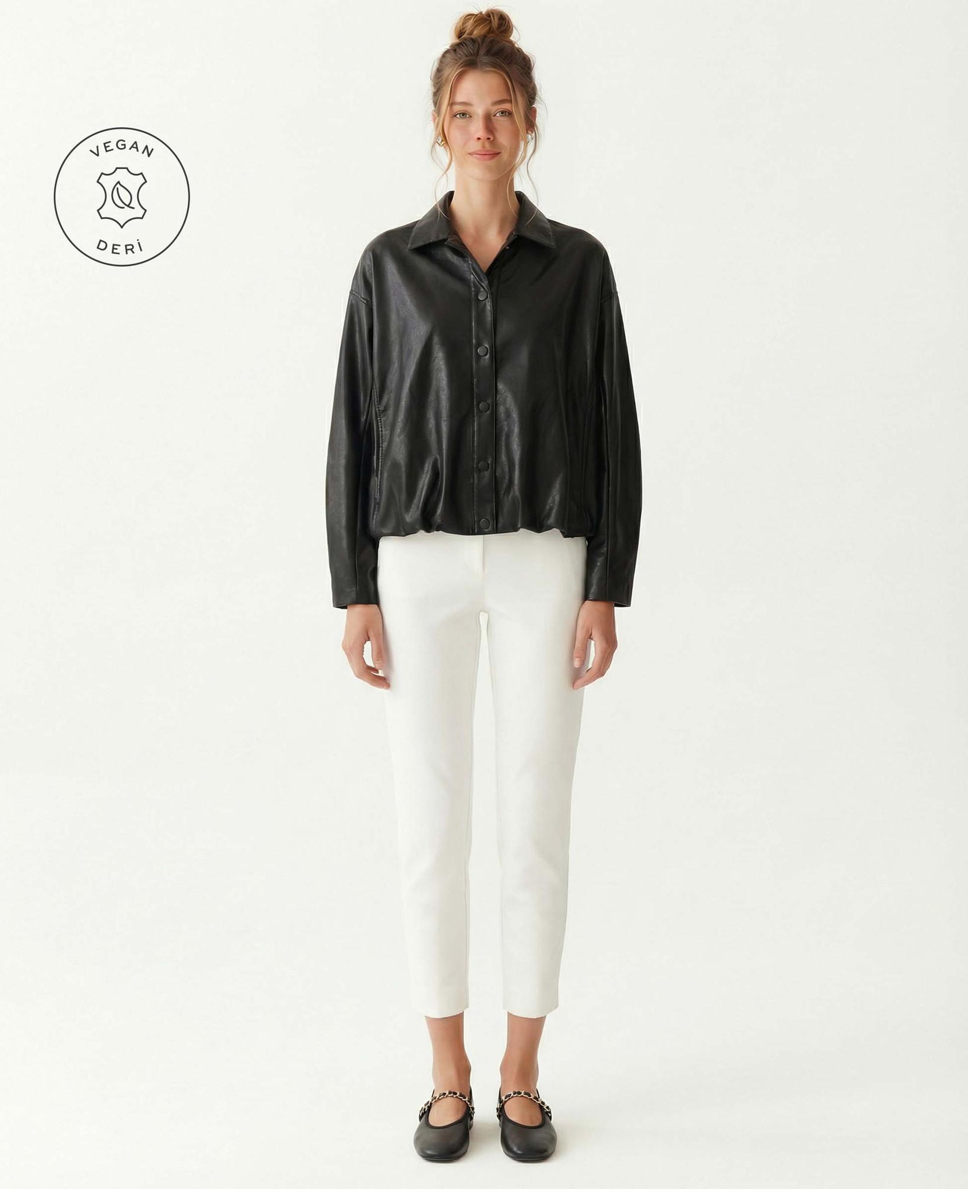 YARGICI Geniş Gömlek Yaka Uzun Kol Ceket