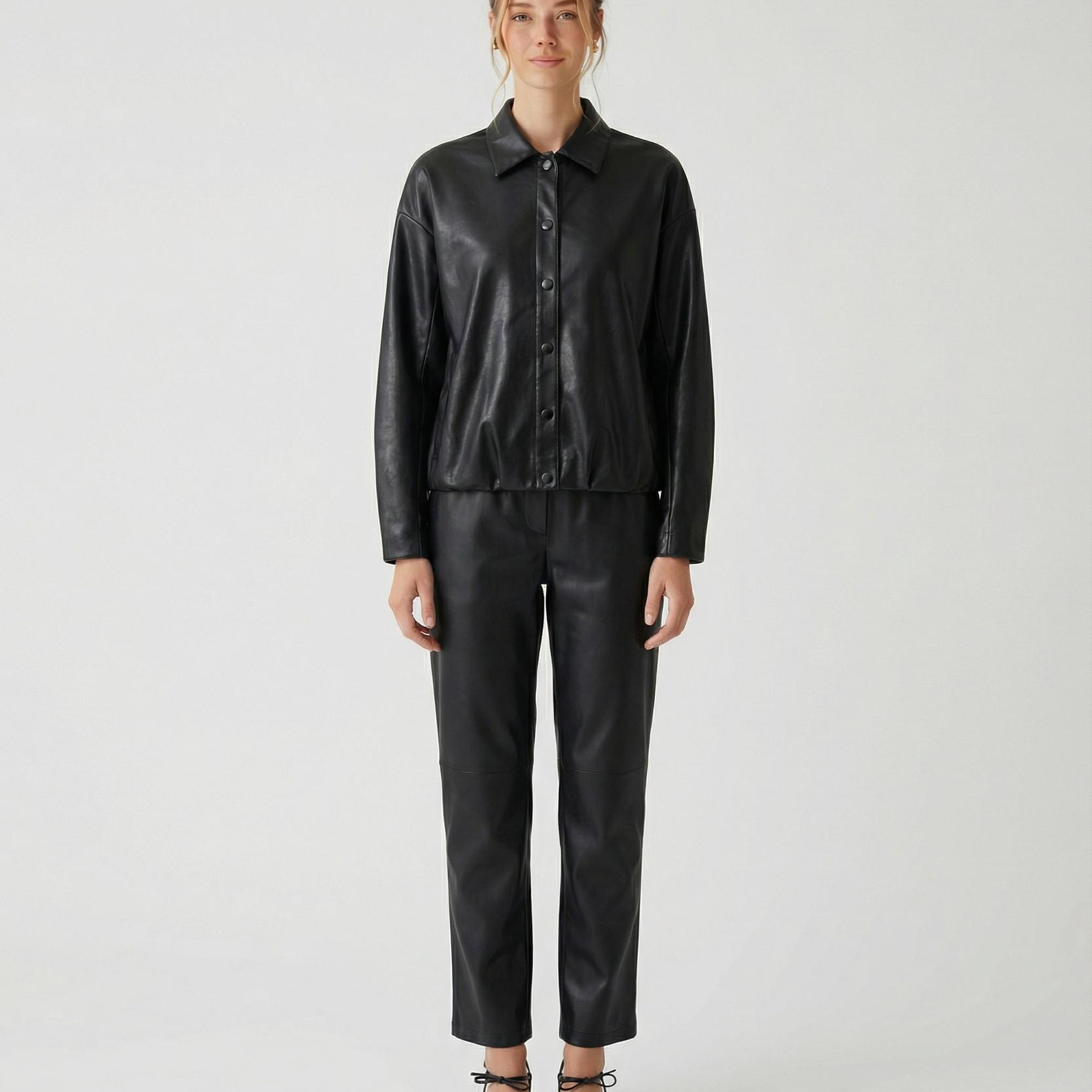 YARGICI Geniş Gömlek Yaka Uzun Kol Ceket