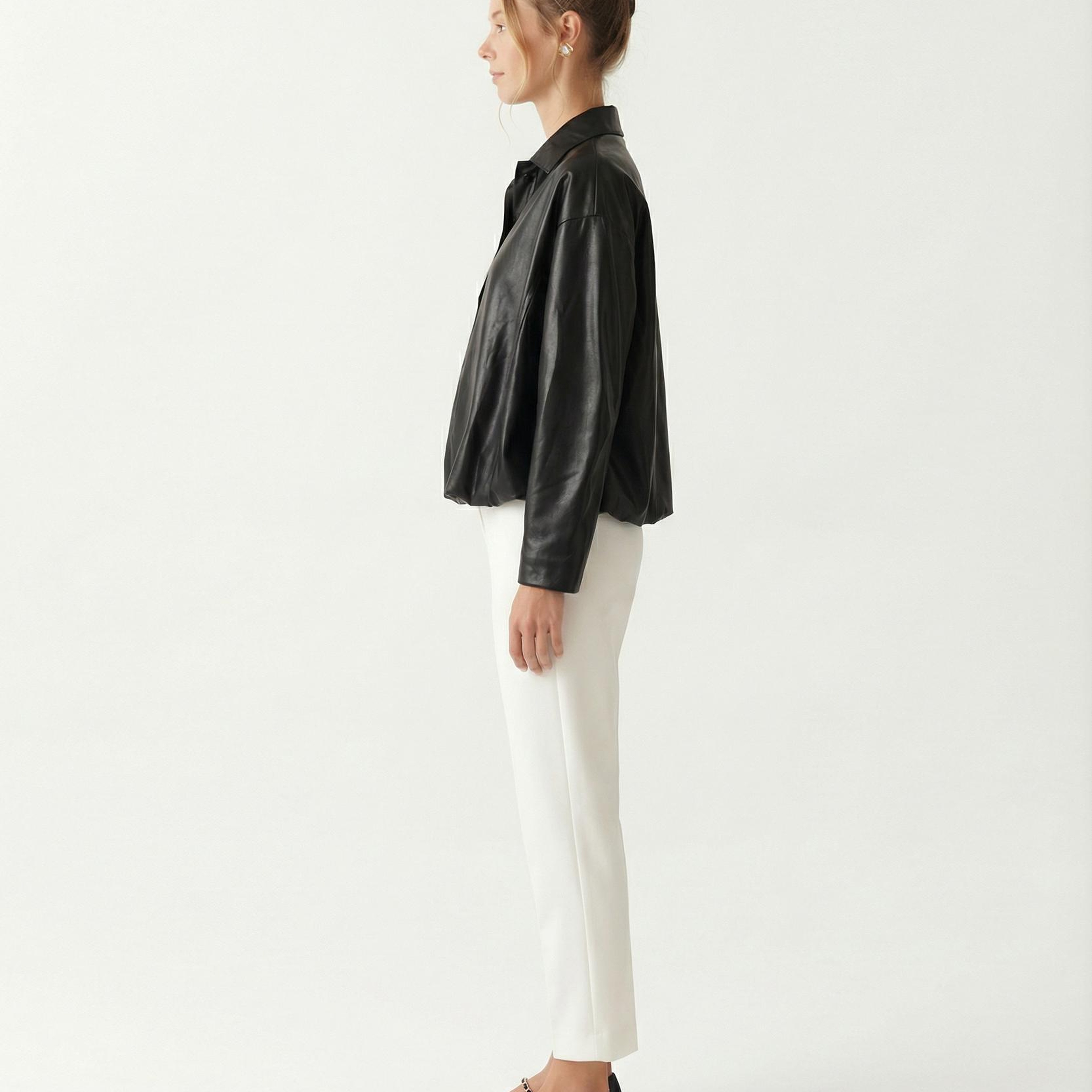 YARGICI Geniş Gömlek Yaka Uzun Kol Ceket