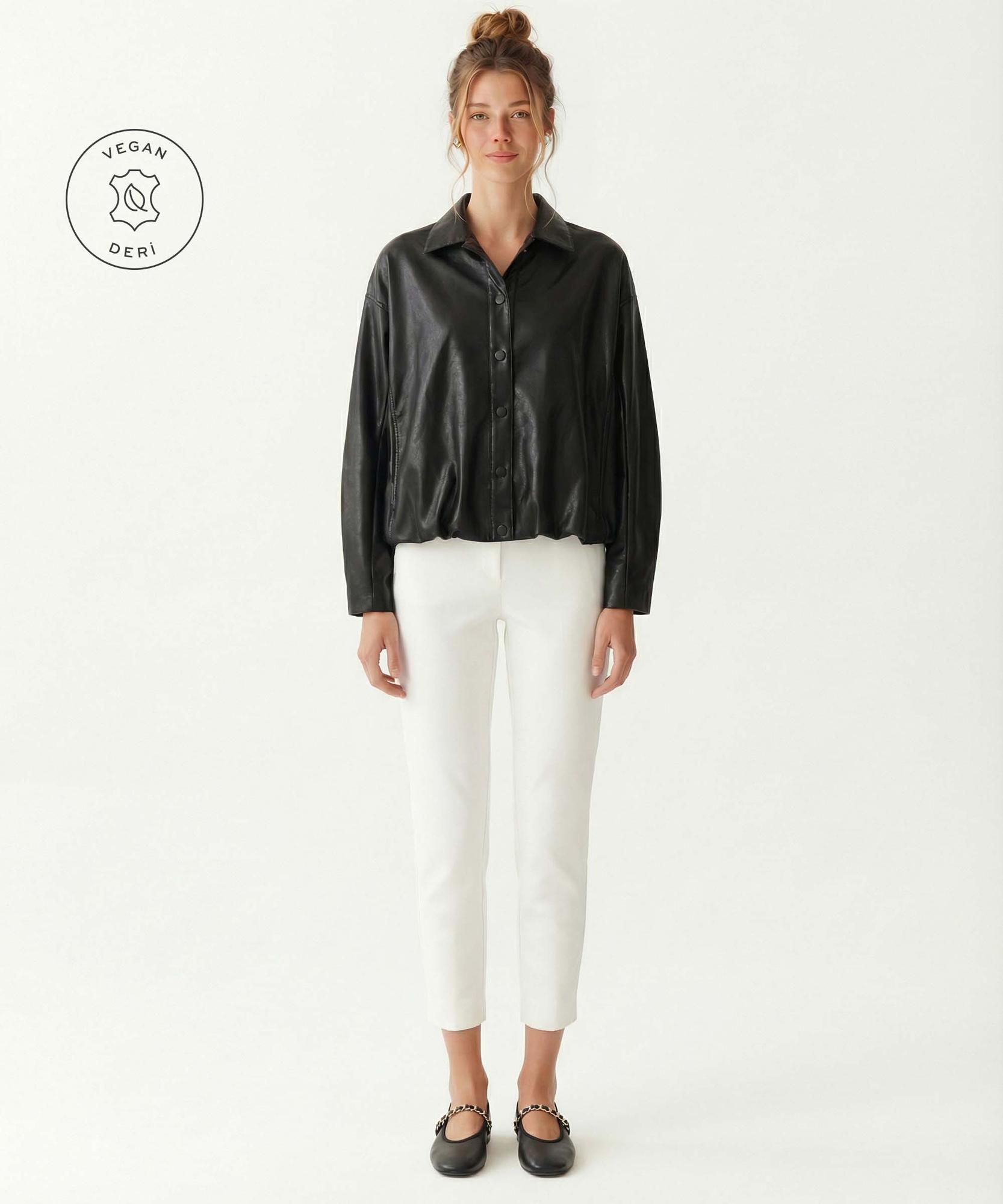 YARGICI Geniş Gömlek Yaka Uzun Kol Ceket