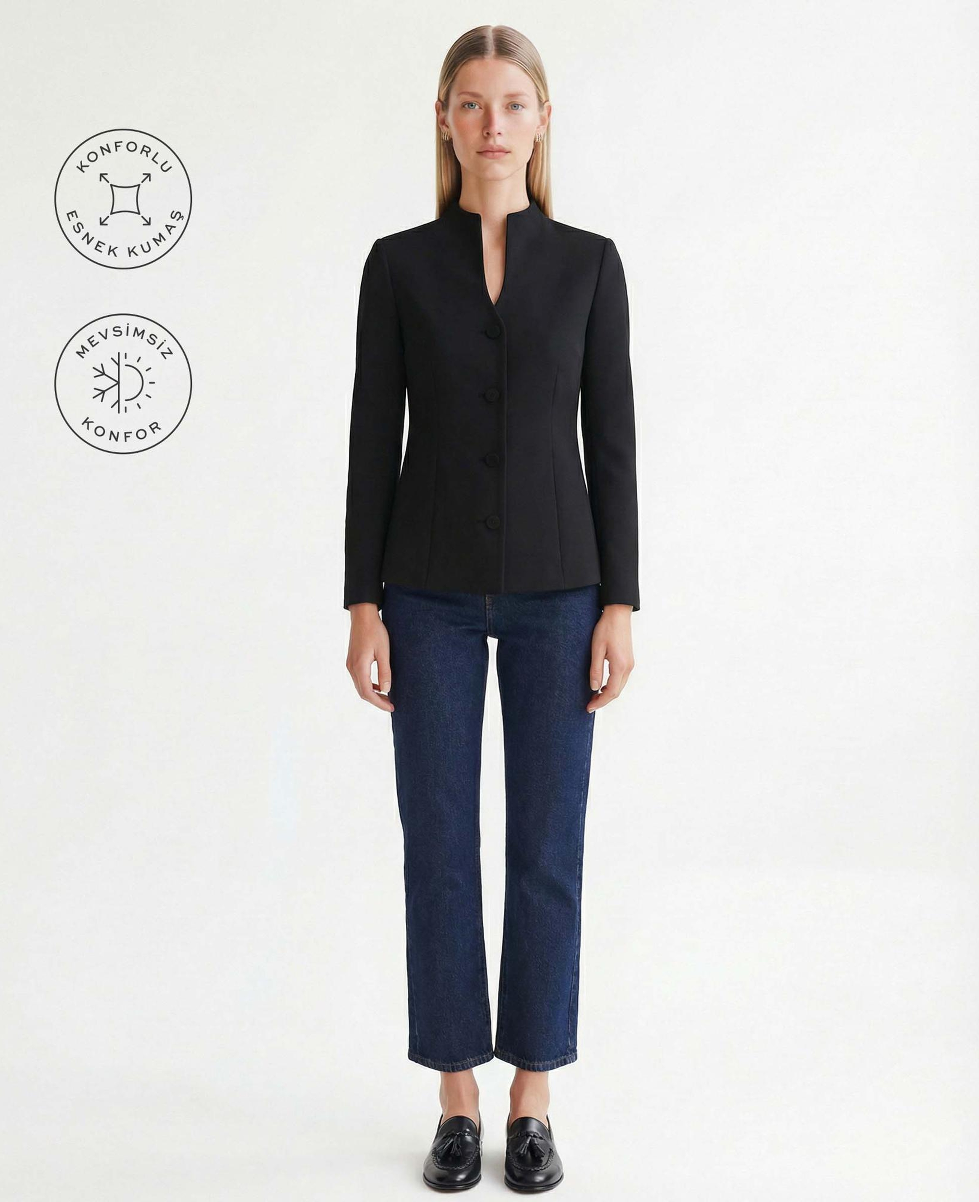 YARGICI Fitted Dik Yaka Uzun Kol Ceket