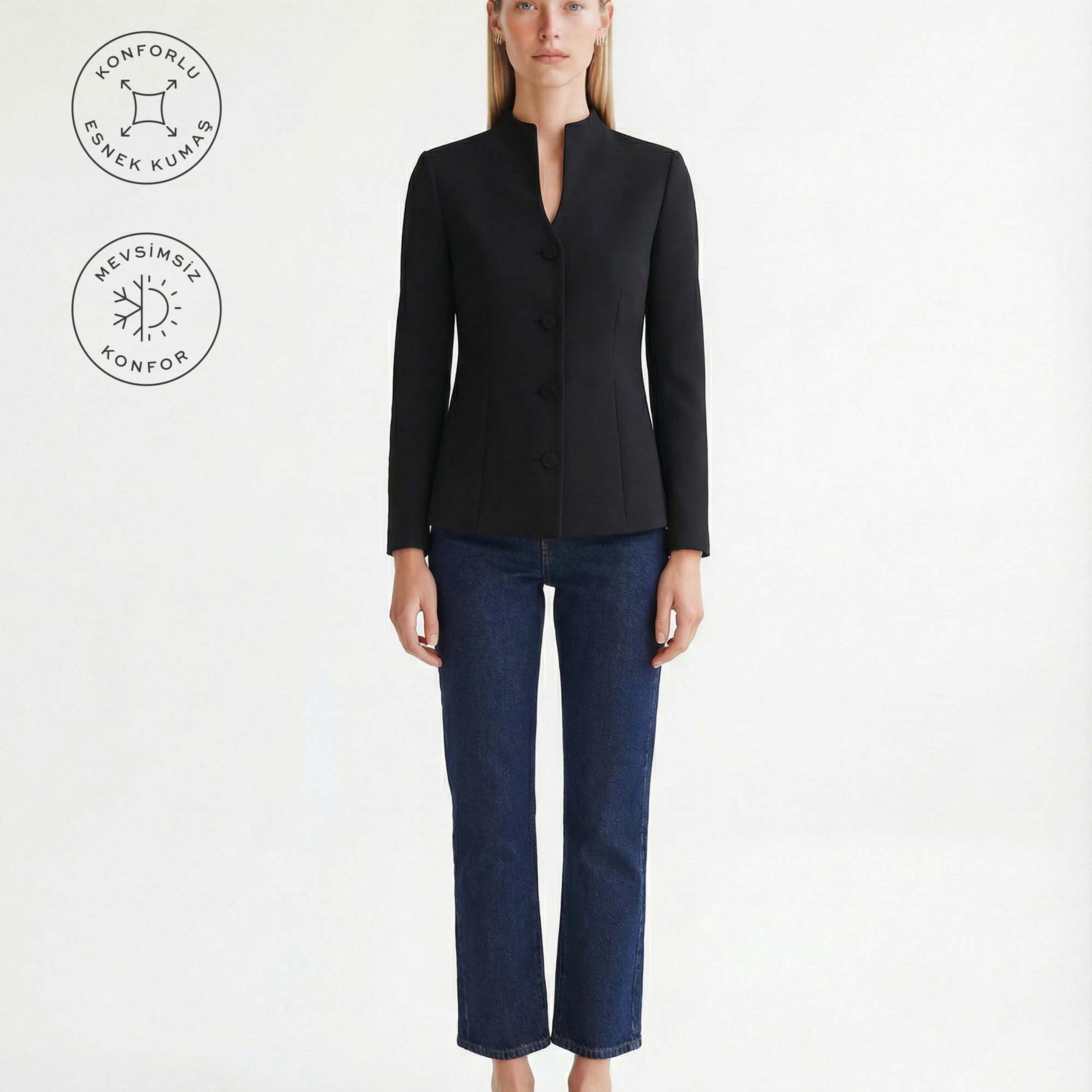 YARGICI Fitted Dik Yaka Uzun Kol Ceket