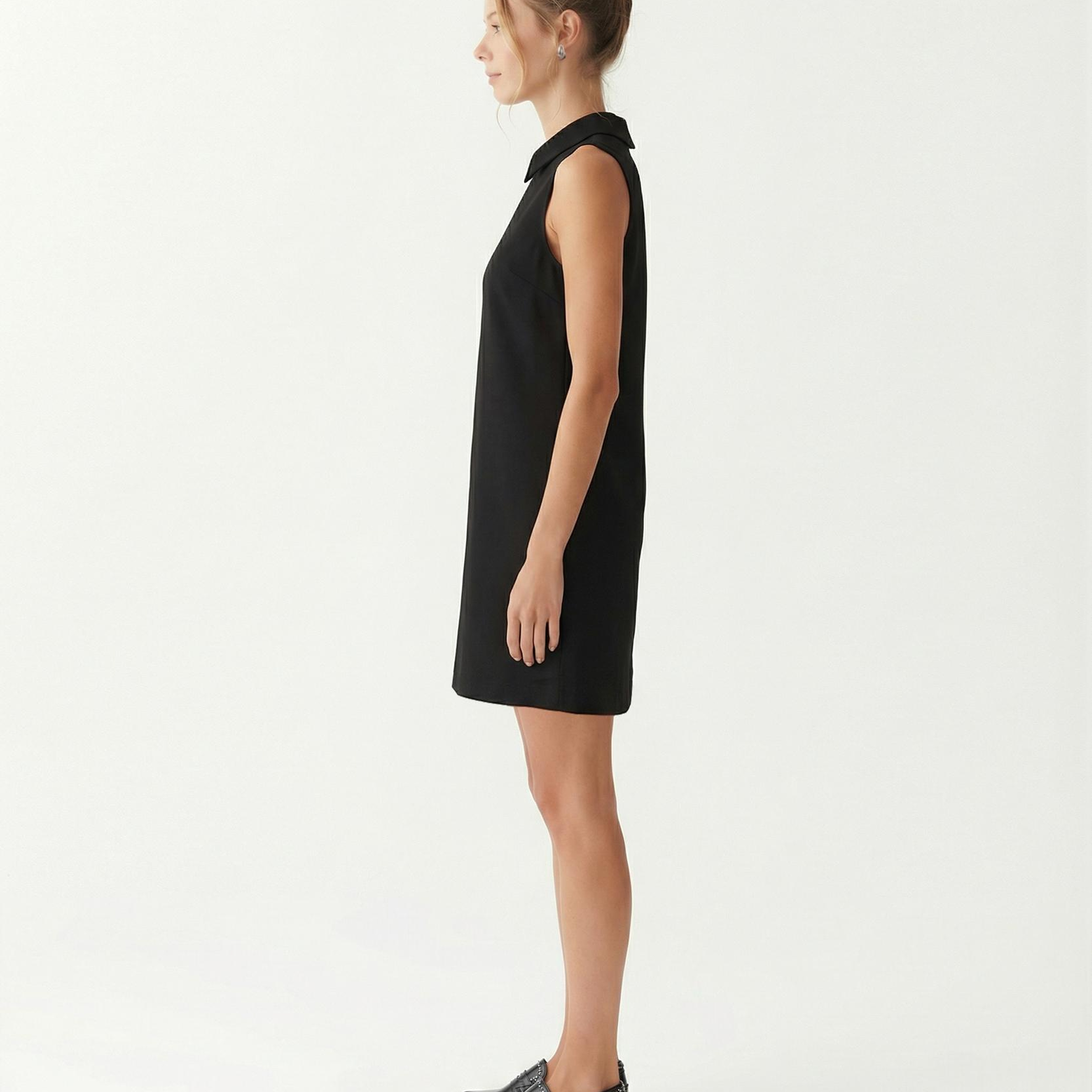 YARGICI Düz Gömlek Yaka Kolsuz Elbise