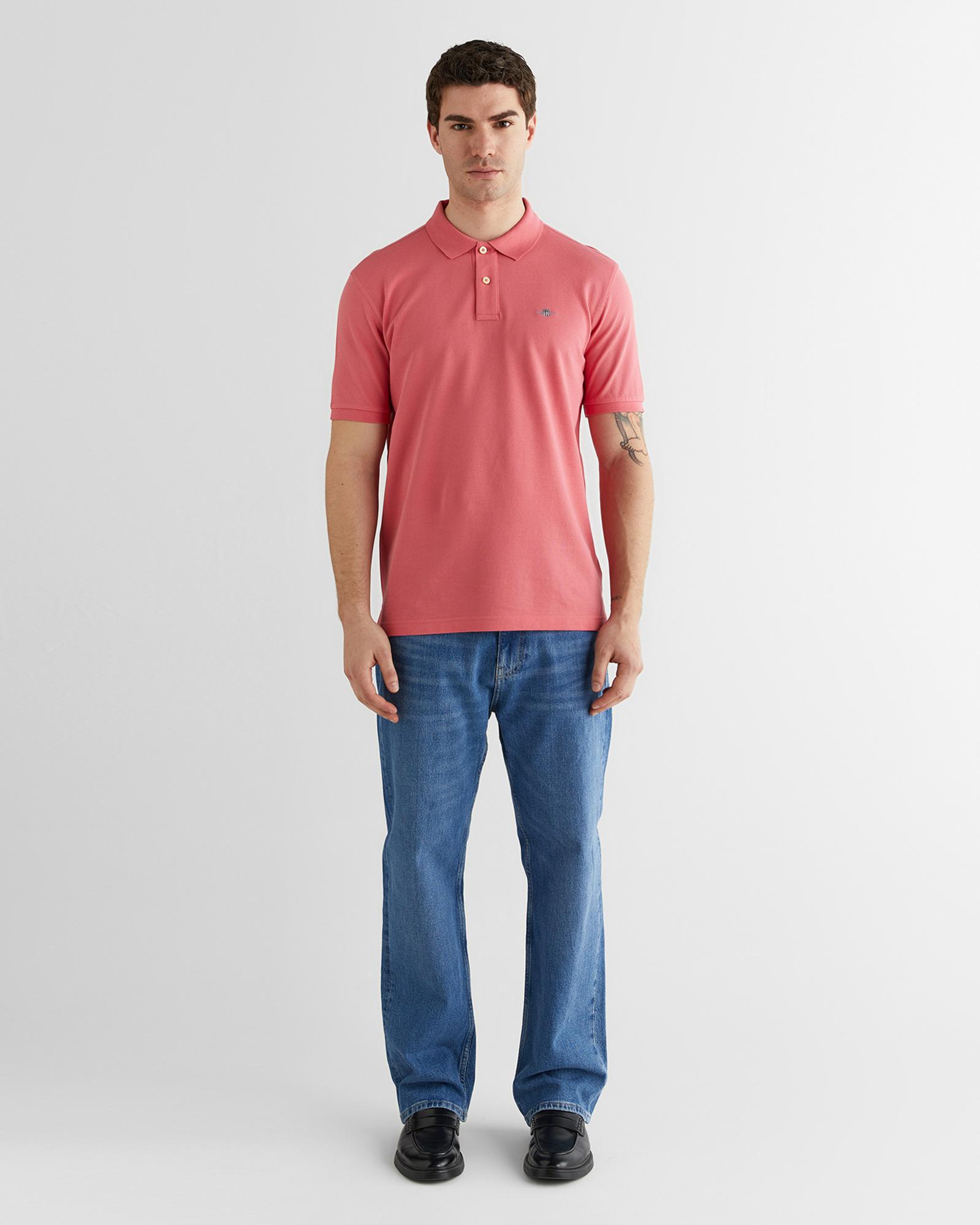 GANT Erkek Pembe Regular Fit Logolu Polo Yaka T-Shirt