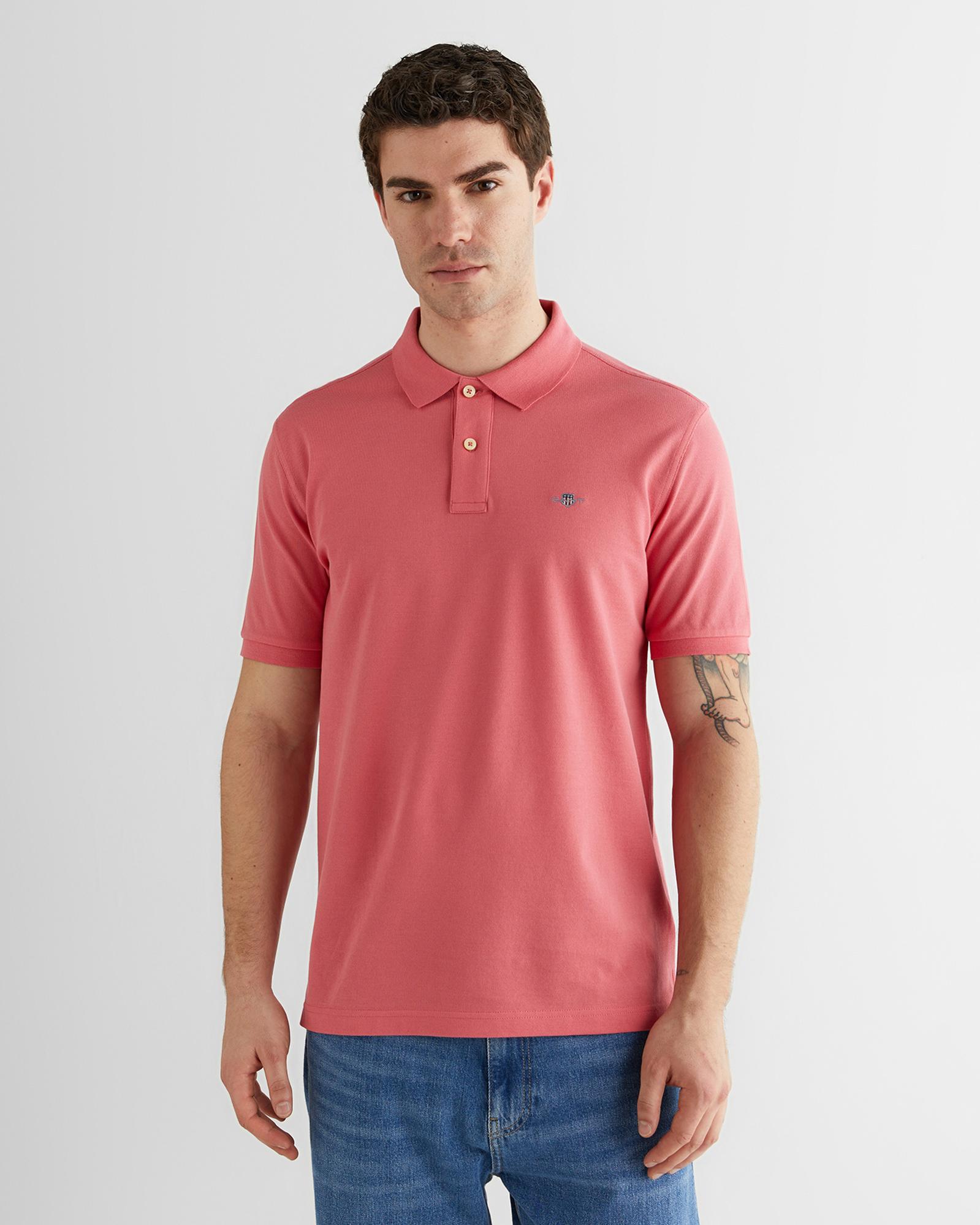 GANT Erkek Pembe Regular Fit Logolu Polo Yaka T-Shirt