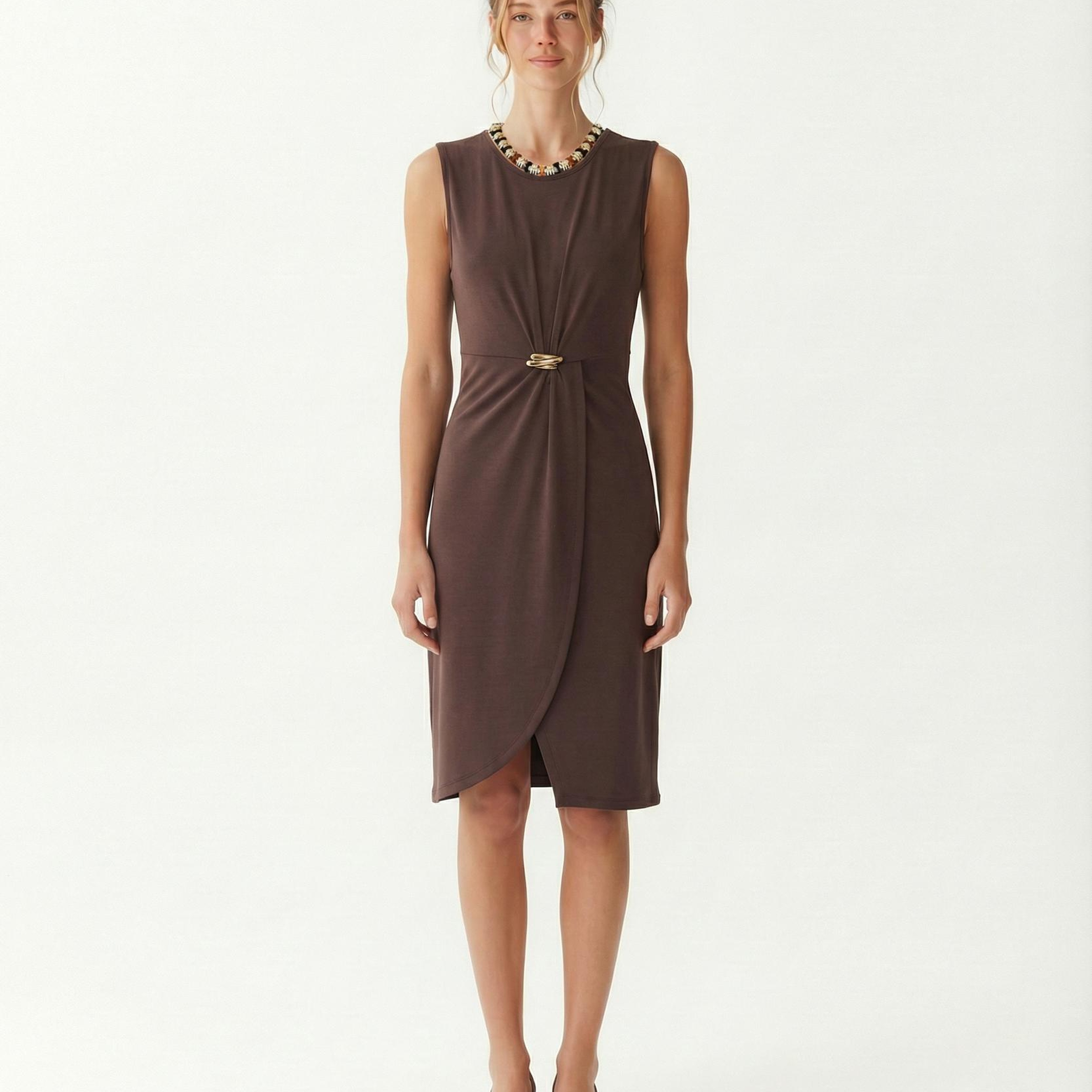 YARGICI Dar Bisiklet Yaka Kolsuz Elbise