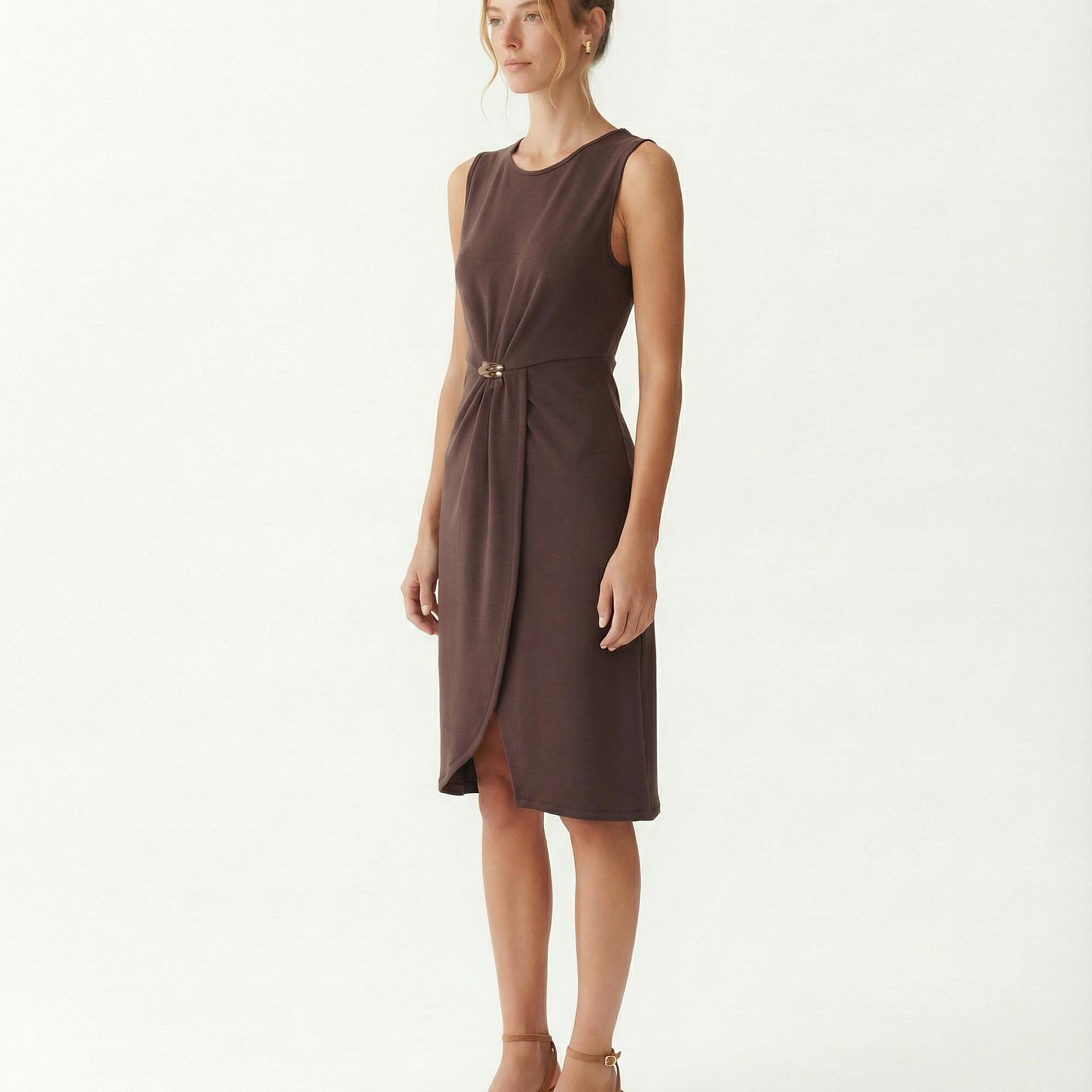 YARGICI Dar Bisiklet Yaka Kolsuz Elbise