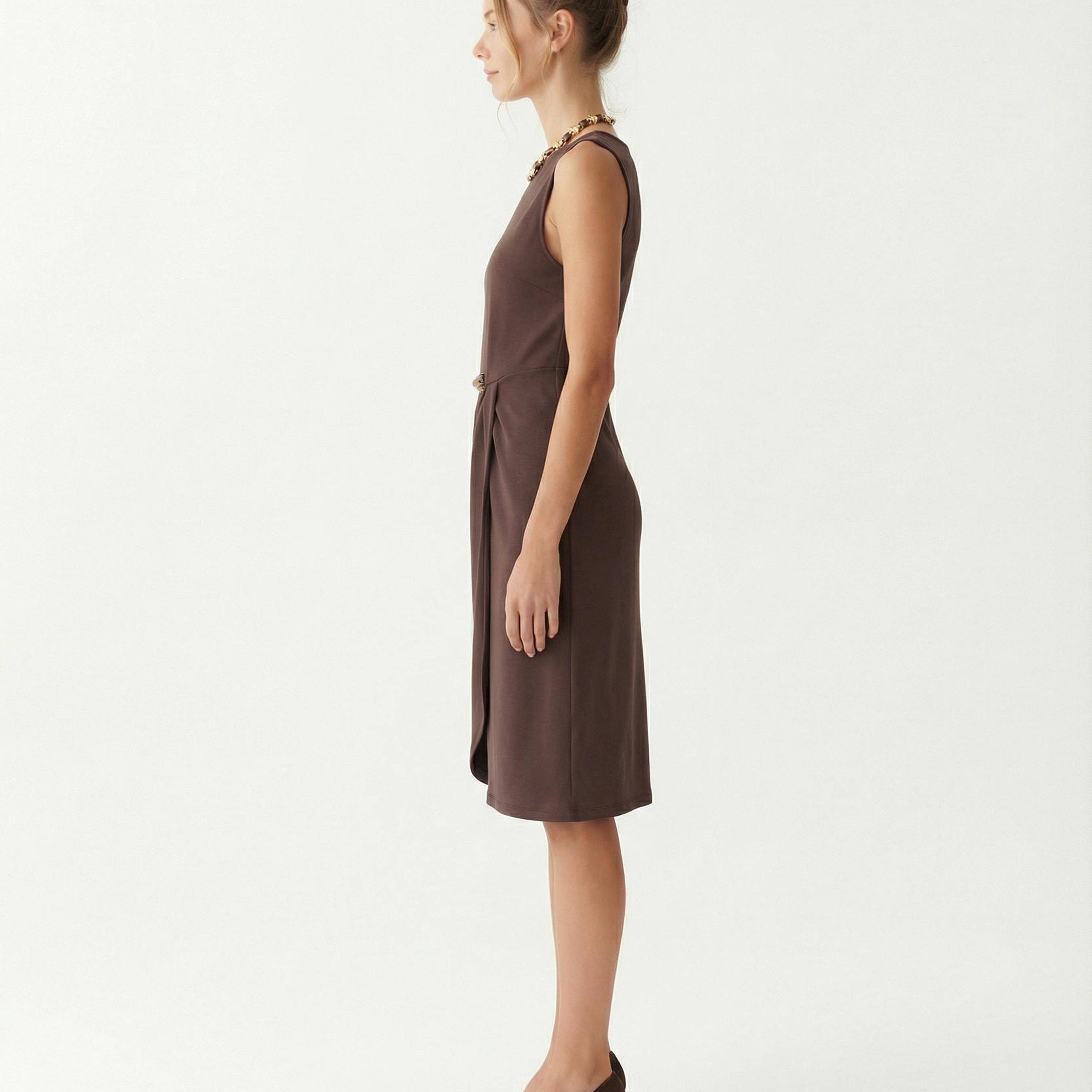 YARGICI Dar Bisiklet Yaka Kolsuz Elbise