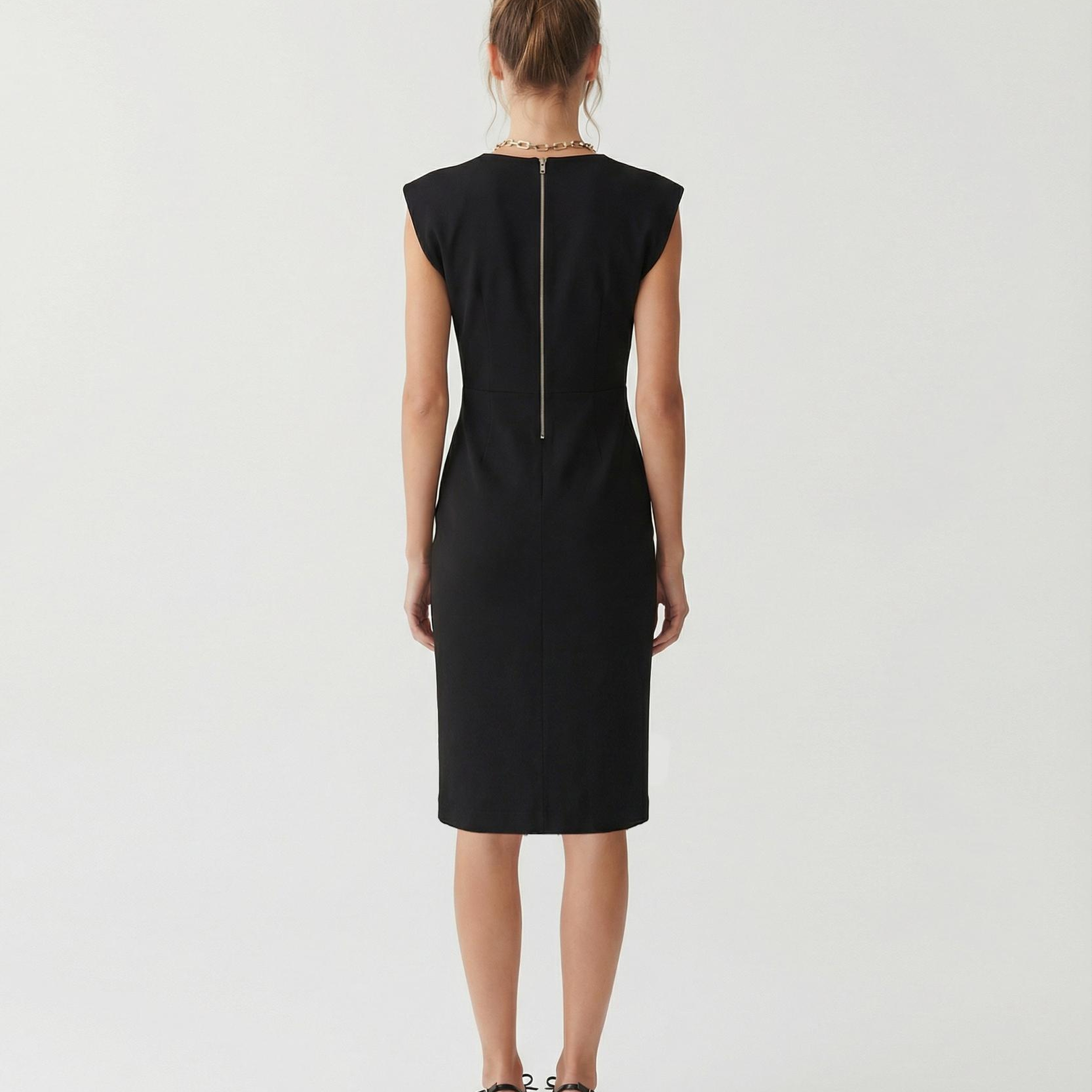 YARGICI Dar Bisiklet Yaka Kolsuz Elbise