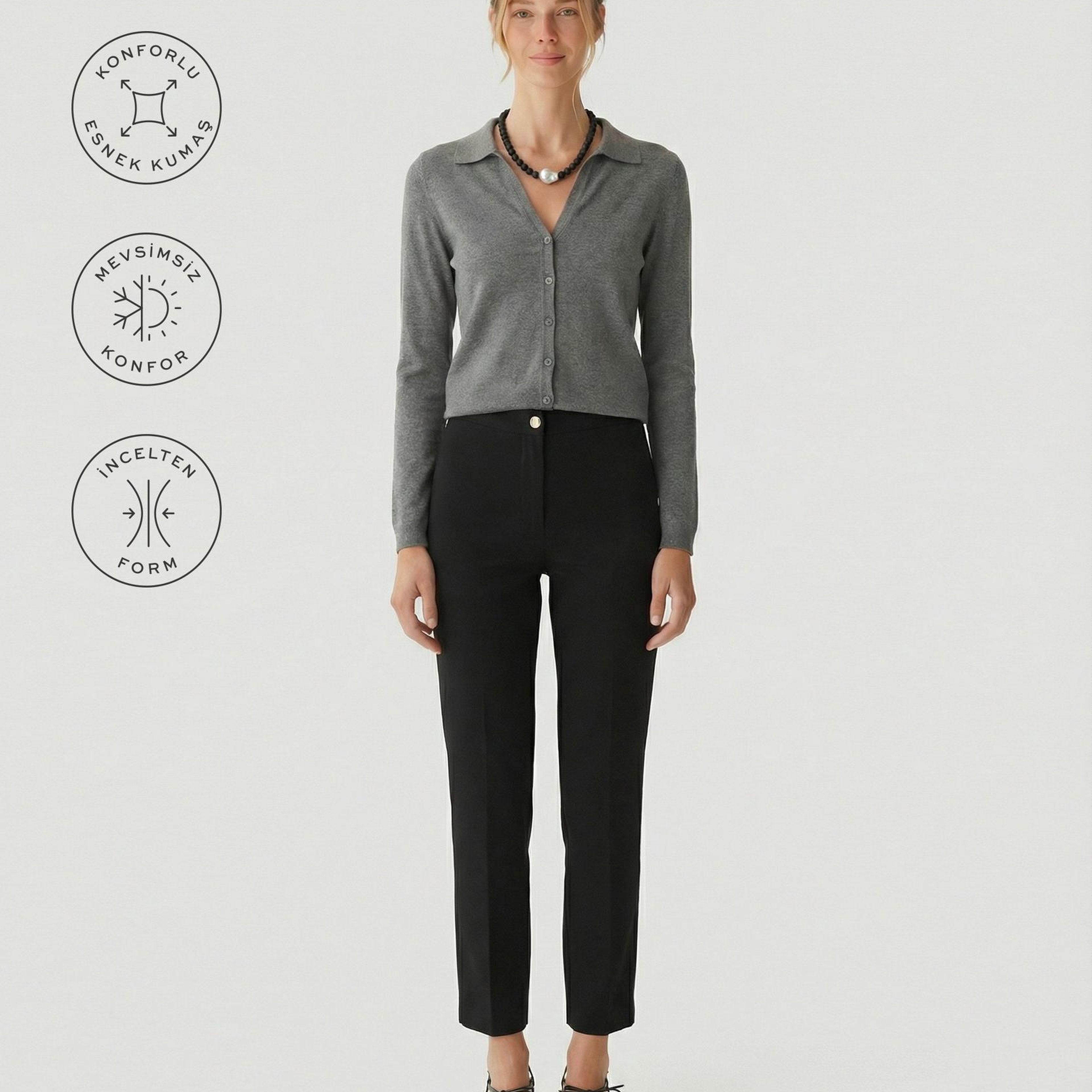 YARGICI Düz Yüksek Bel Pantolon