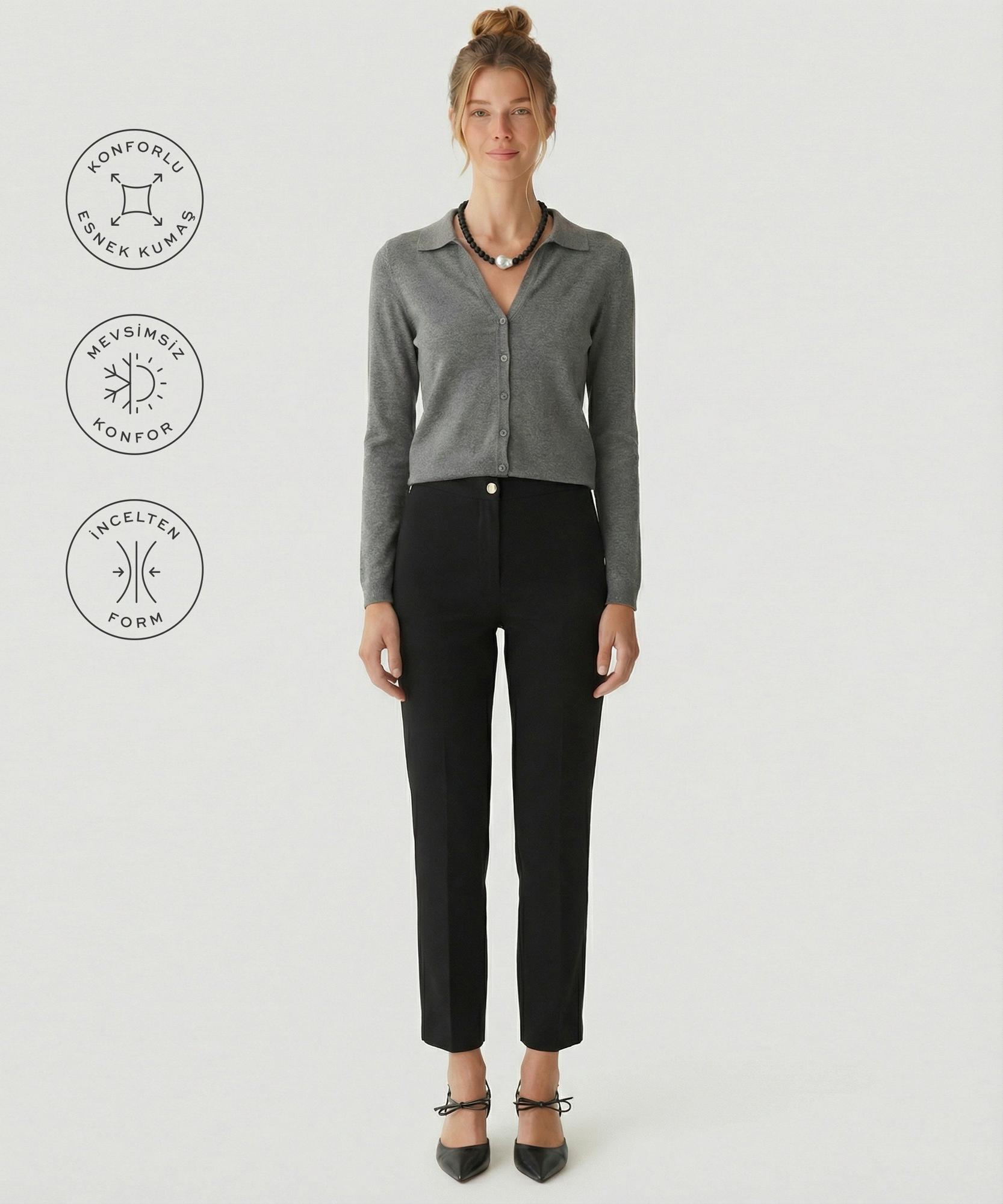 YARGICI Düz Yüksek Bel Pantolon