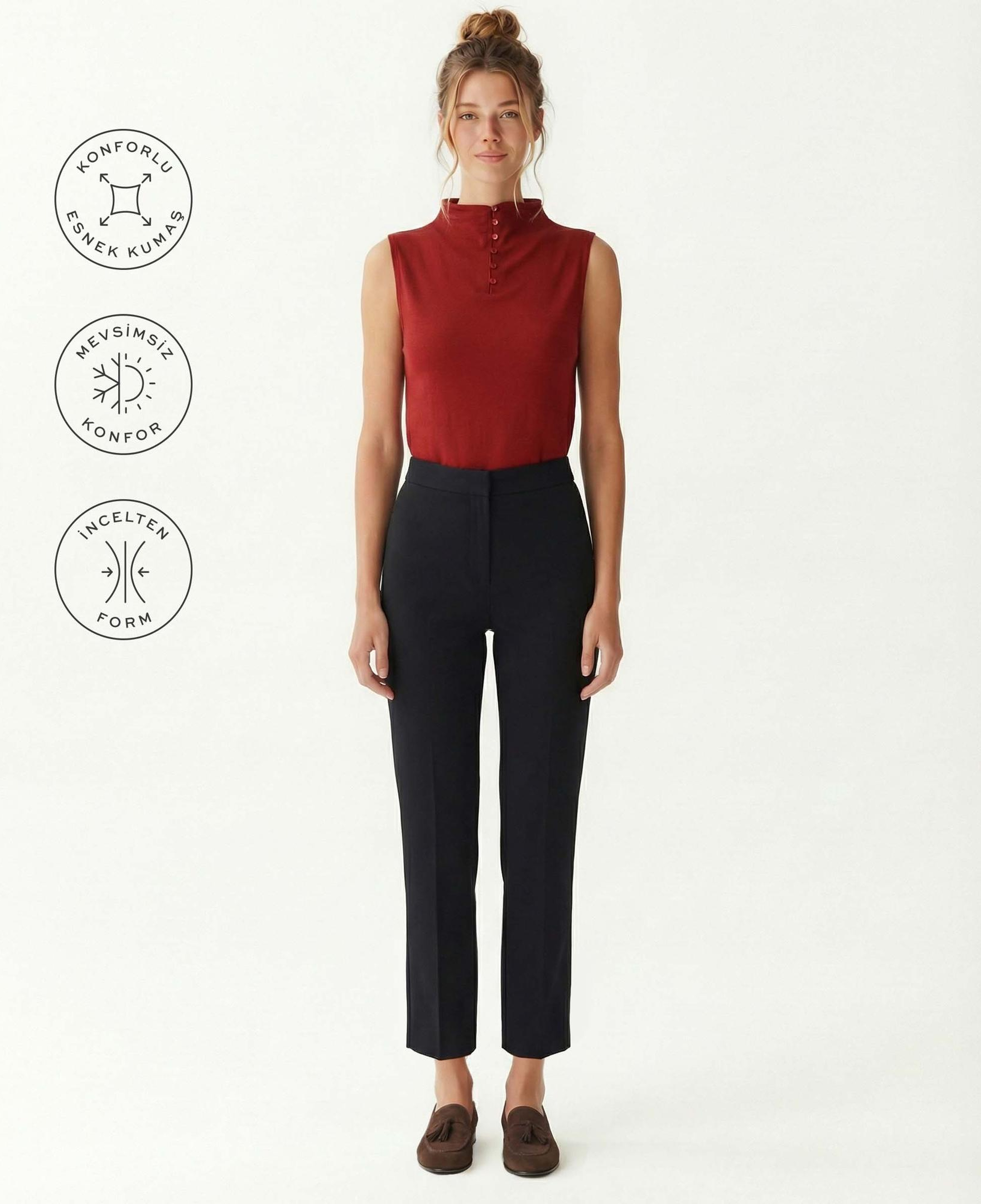 YARGICI Düz Yüksek Bel Pantolon