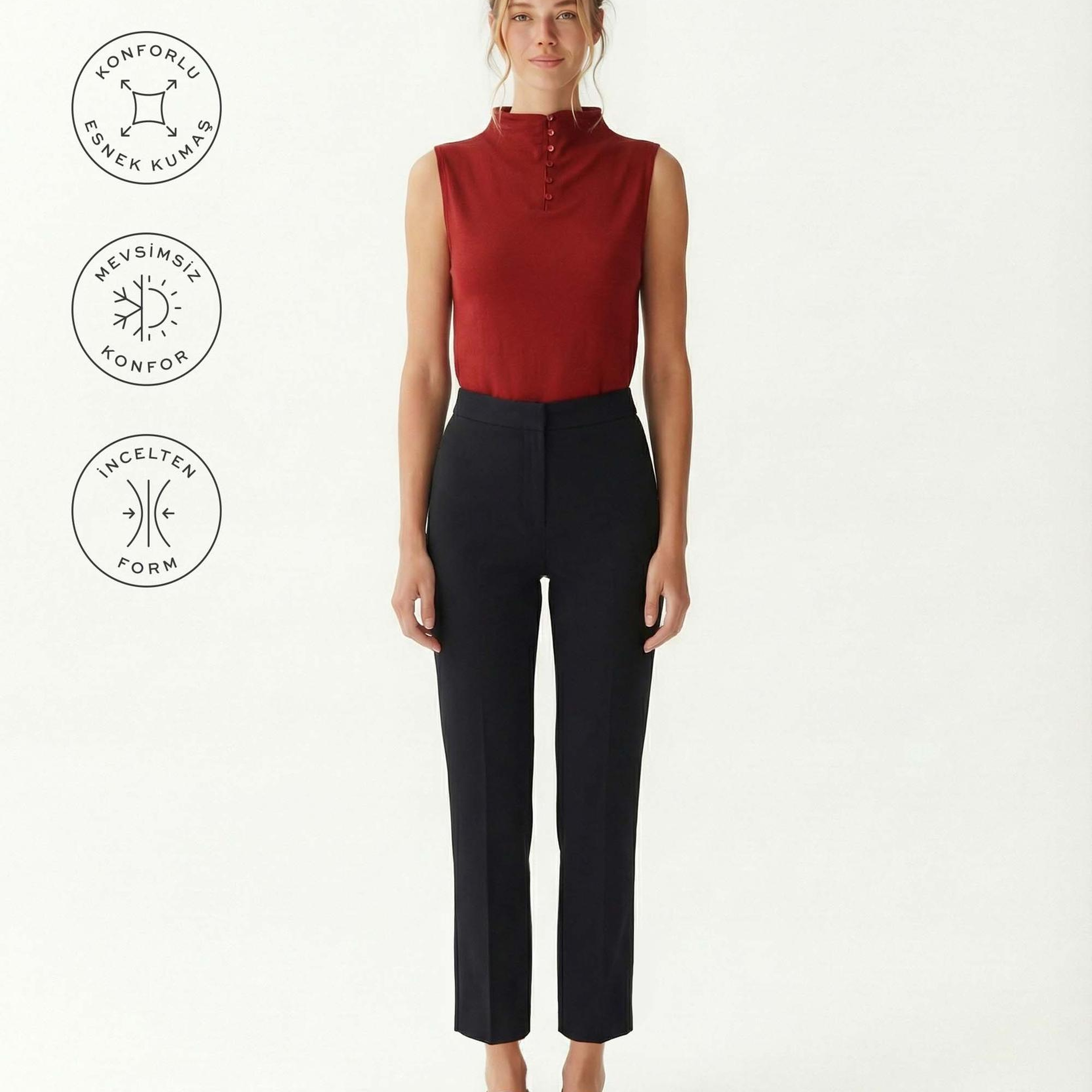 YARGICI Düz Yüksek Bel Pantolon