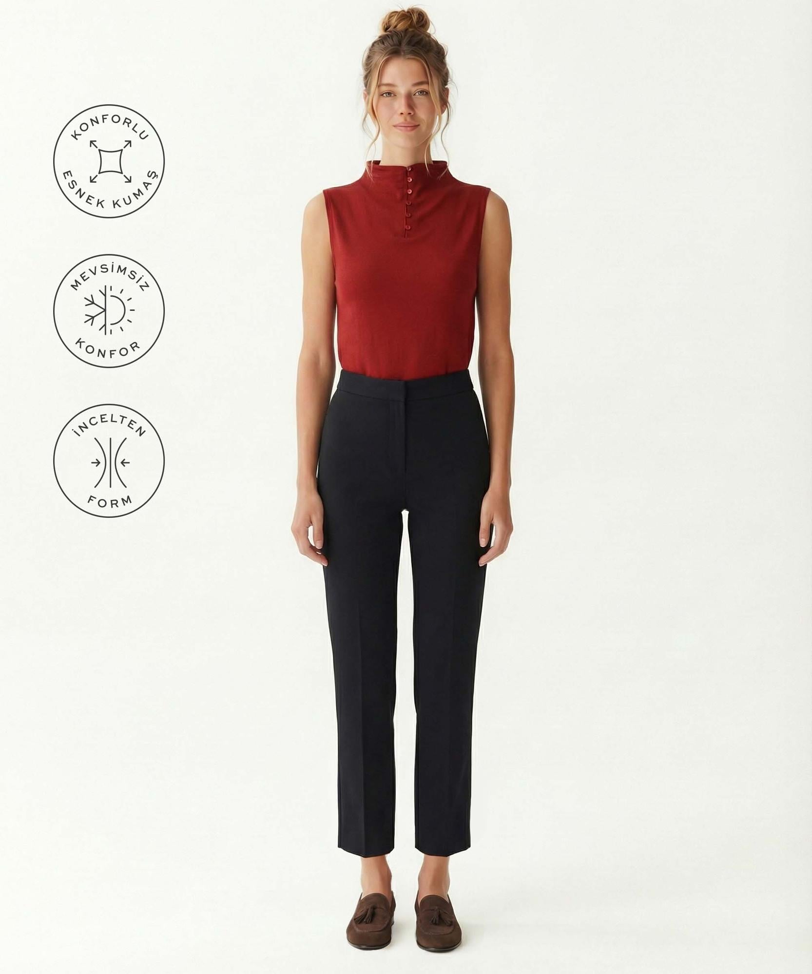 YARGICI Düz Yüksek Bel Pantolon