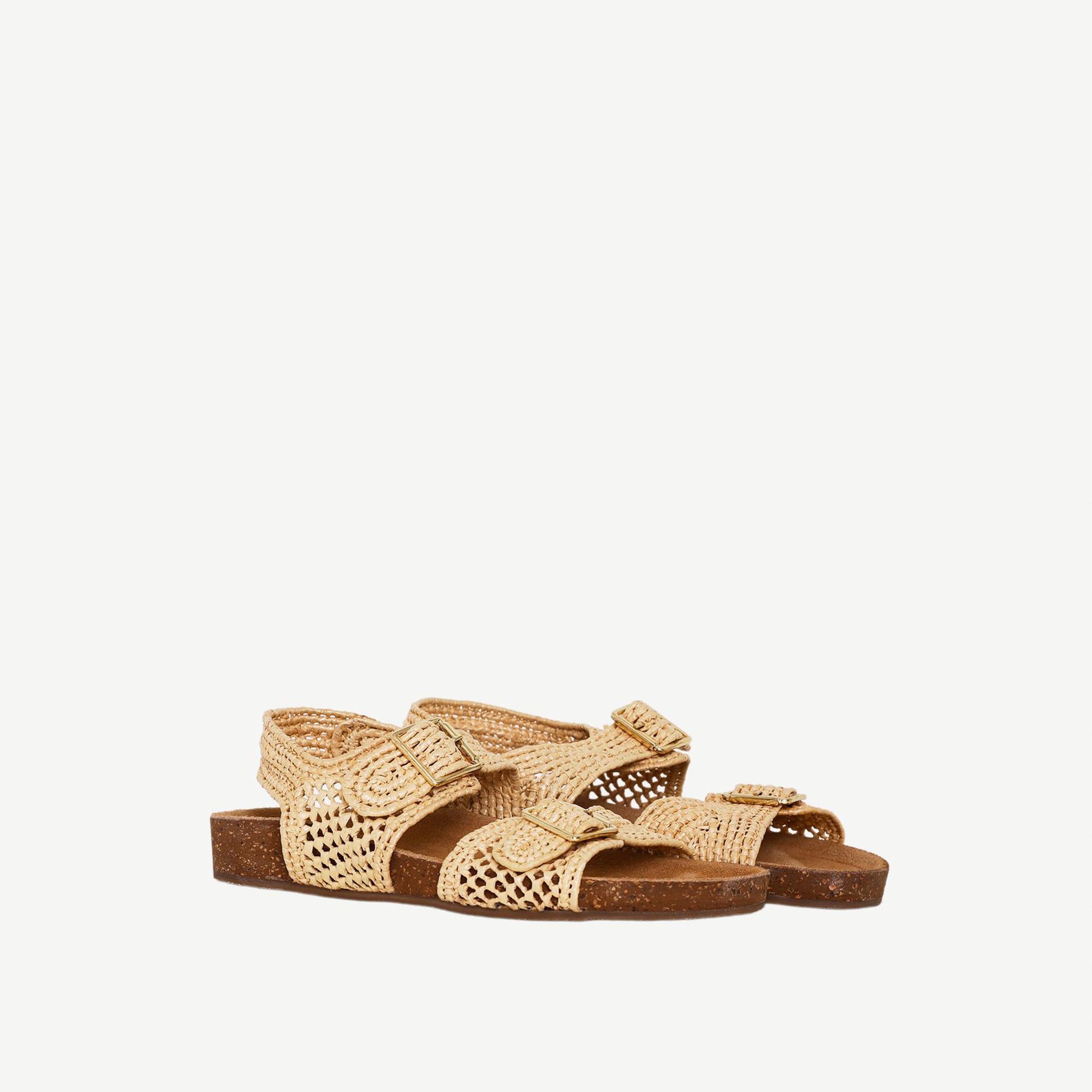 YARGICI Çift Bantlı Tokalı hasır Sandalet