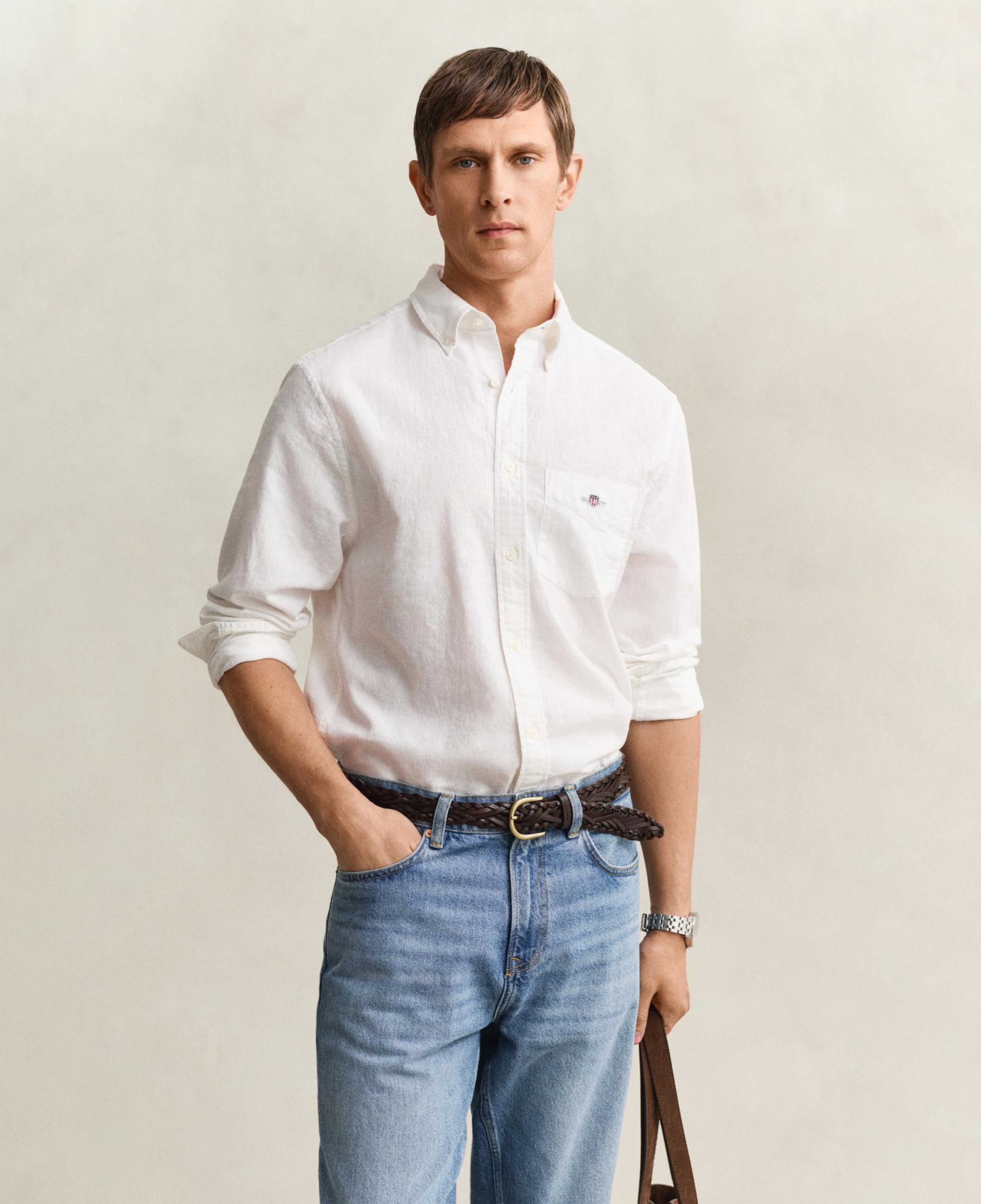 GANT Erkek Beyaz Regular Fit Logolu Gömlek