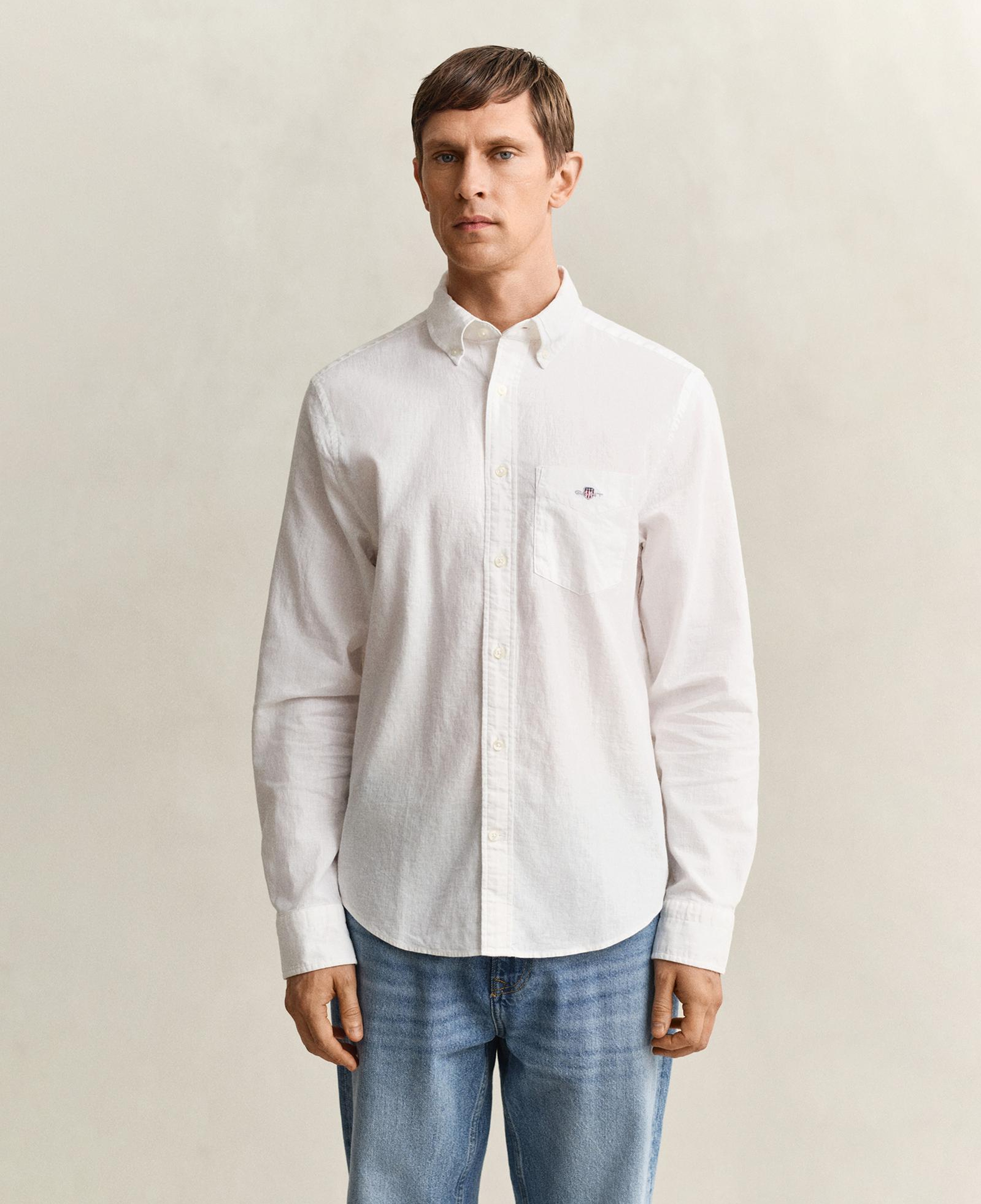 GANT Erkek Beyaz Regular Fit Logolu Gömlek