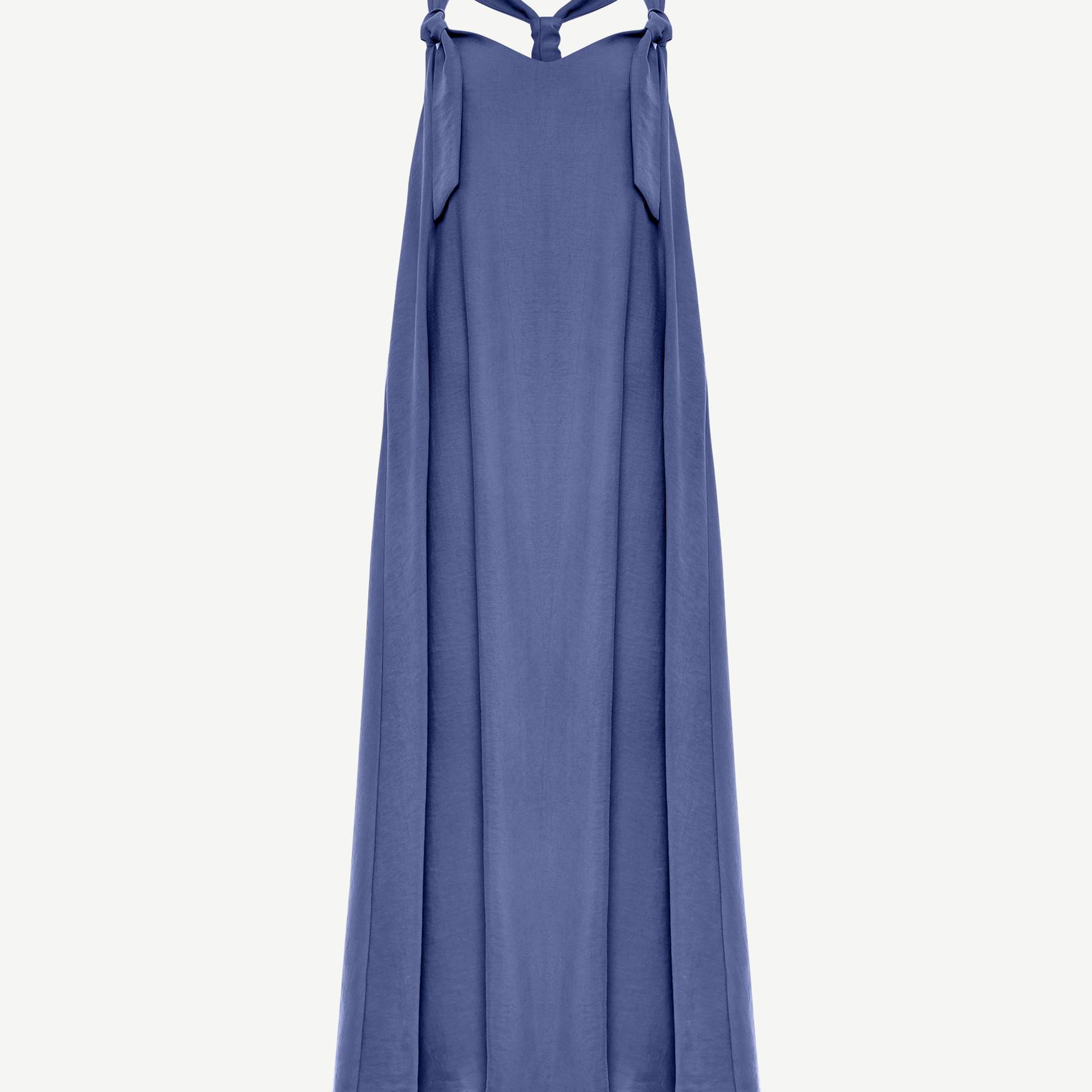 YARGICI Düğüm Askı Detaylı V Yaka Uzun Boy Elbise