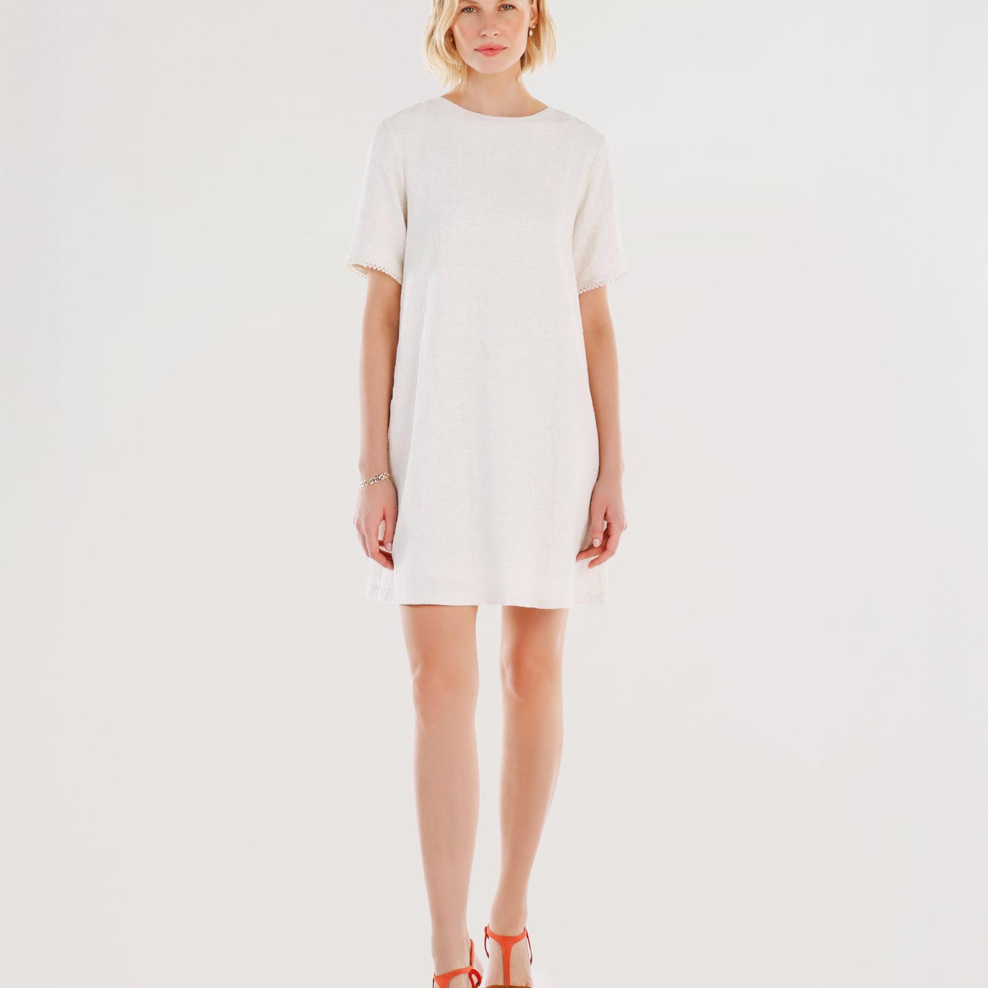 YARGICI Boncuk Detaylı Kısa Kollu Kısa Elbise