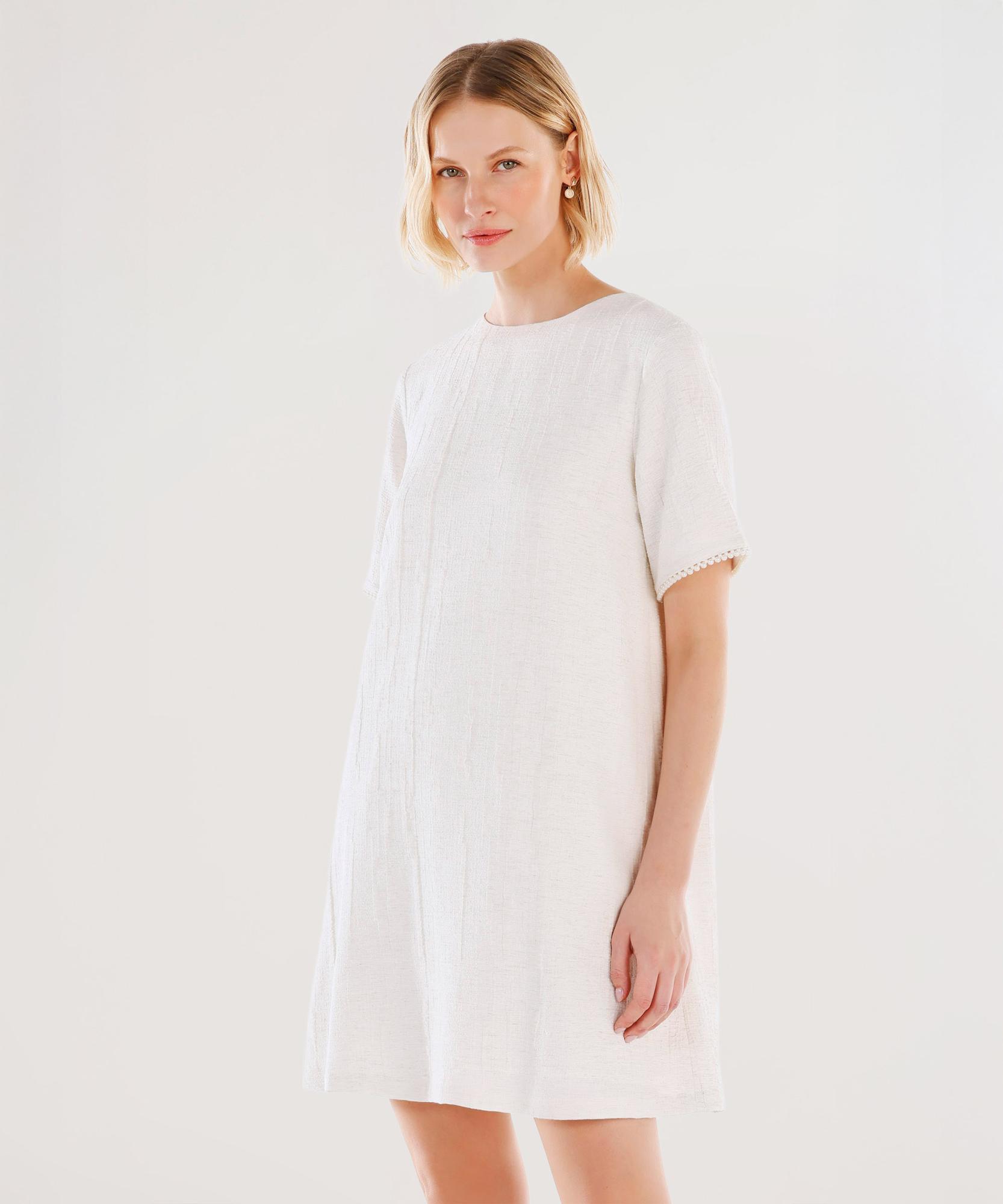 YARGICI Boncuk Detaylı Kısa Kollu Kısa Elbise