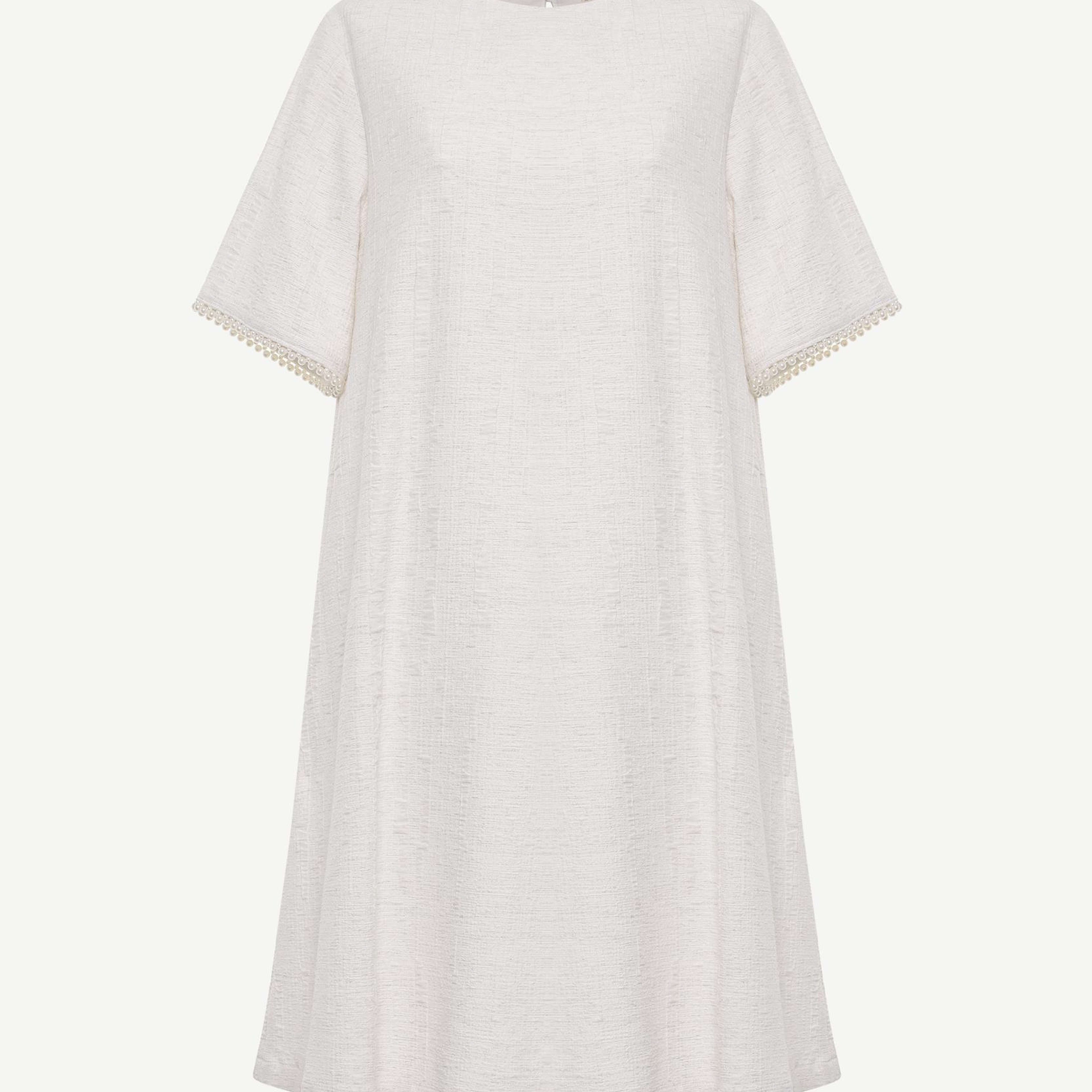 YARGICI Boncuk Detaylı Kısa Kollu Kısa Elbise