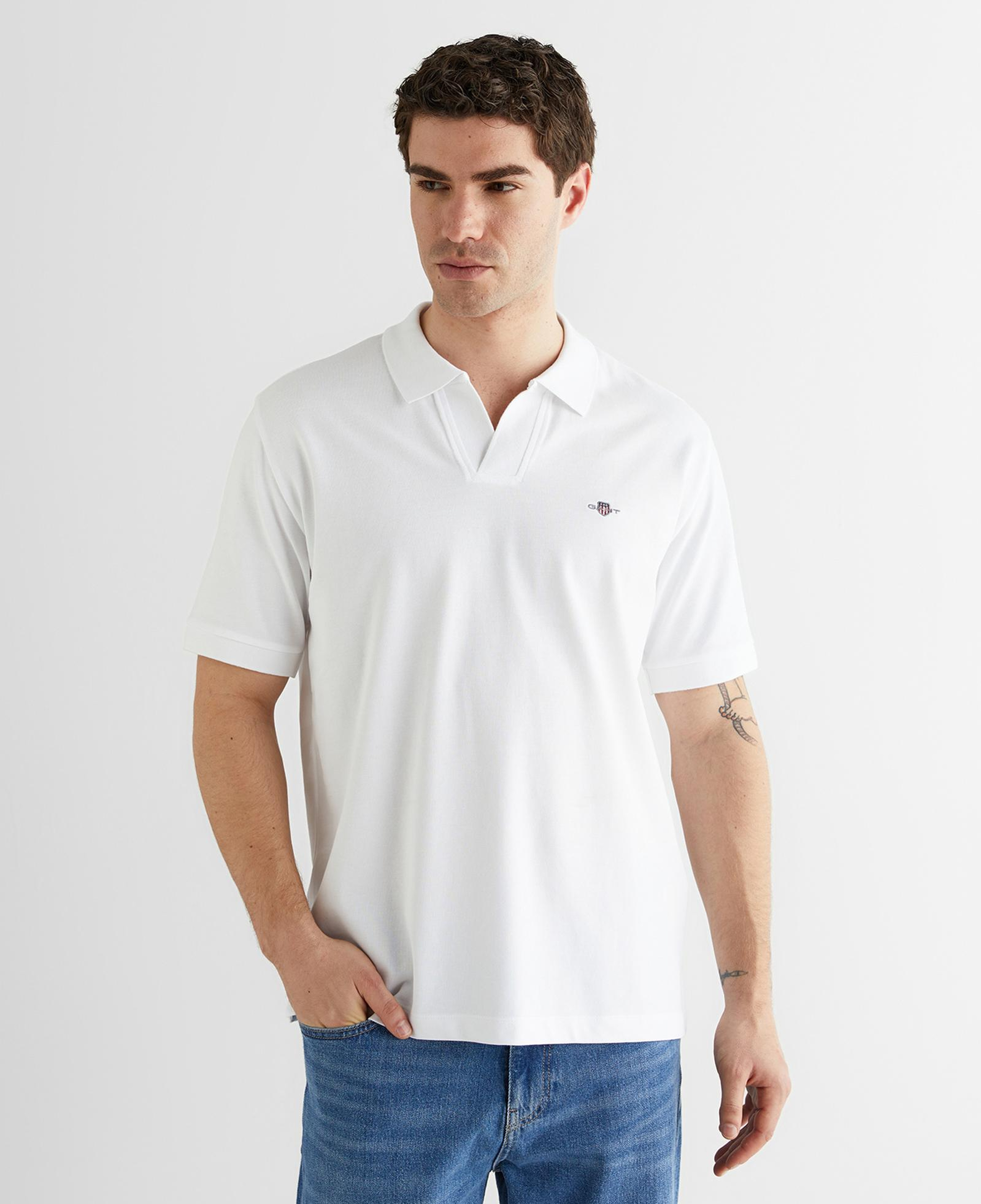 GANT Erkek Beyaz Regular Fit Logolu Polo Yaka T-Shirt