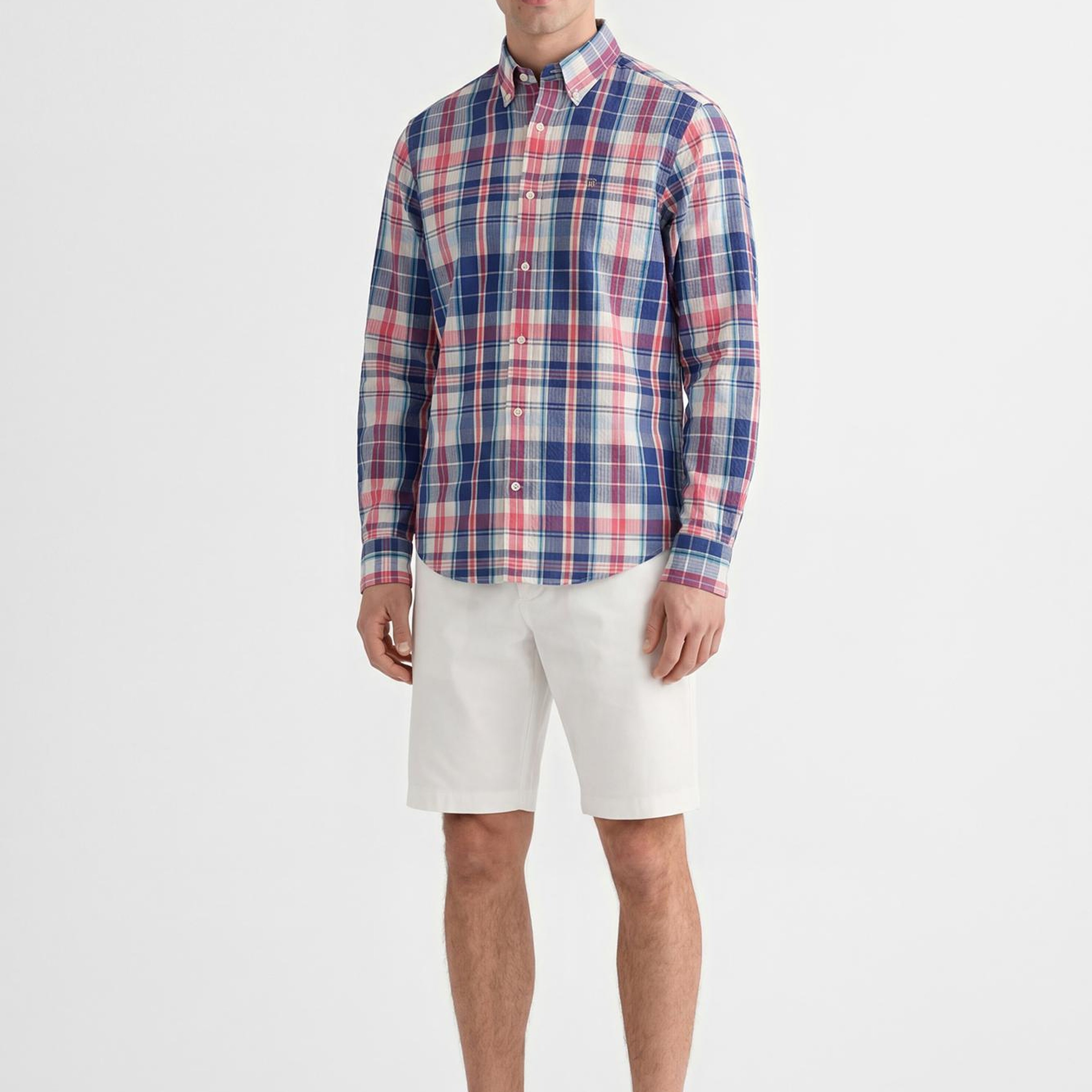 GANT Erkek Mavi Regular Fit Kareli Logolu Gömlek