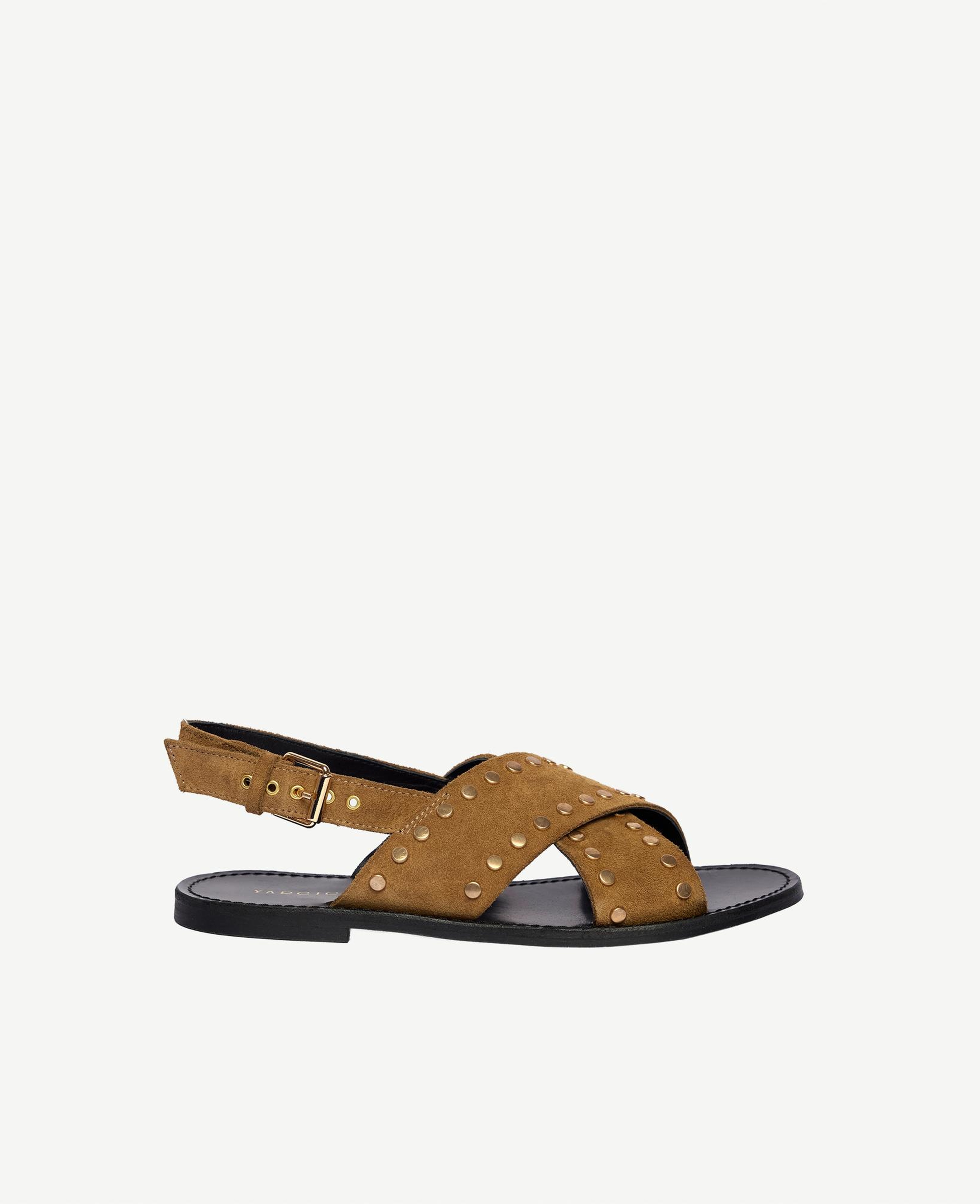 YARGICI Çapraz Bantlı Troklu Süet Sandalet