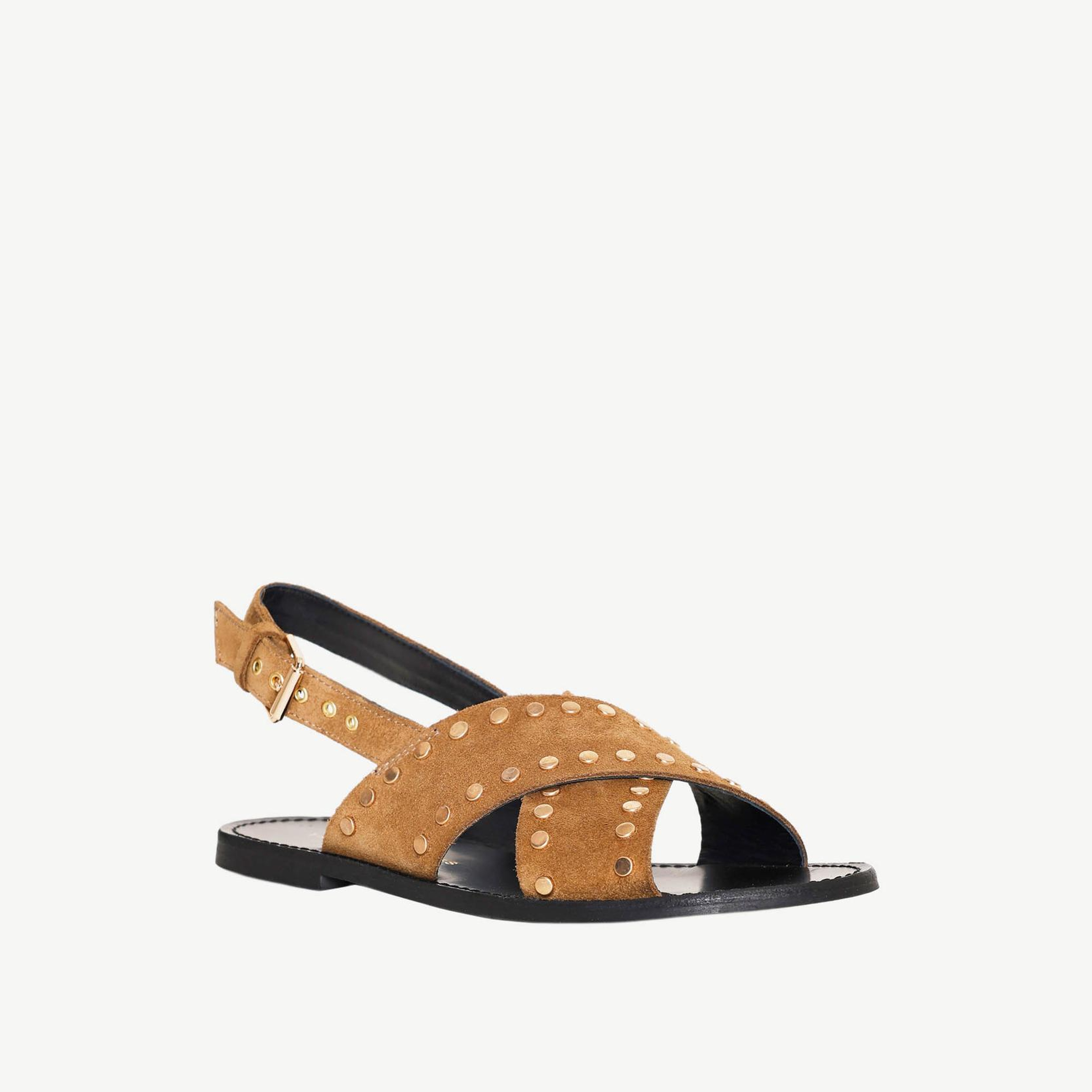 YARGICI Çapraz Bantlı Troklu Süet Sandalet