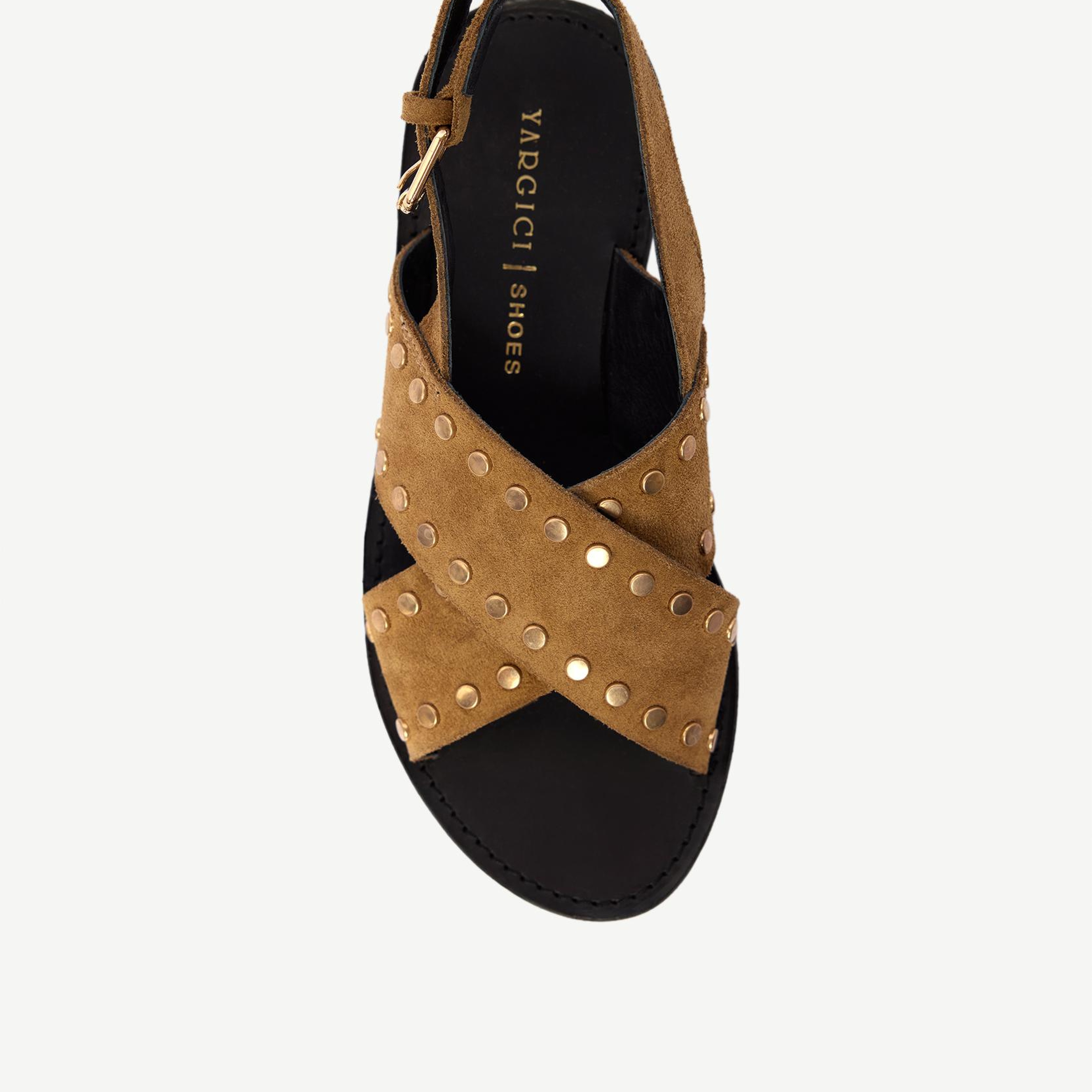 YARGICI Çapraz Bantlı Troklu Süet Sandalet