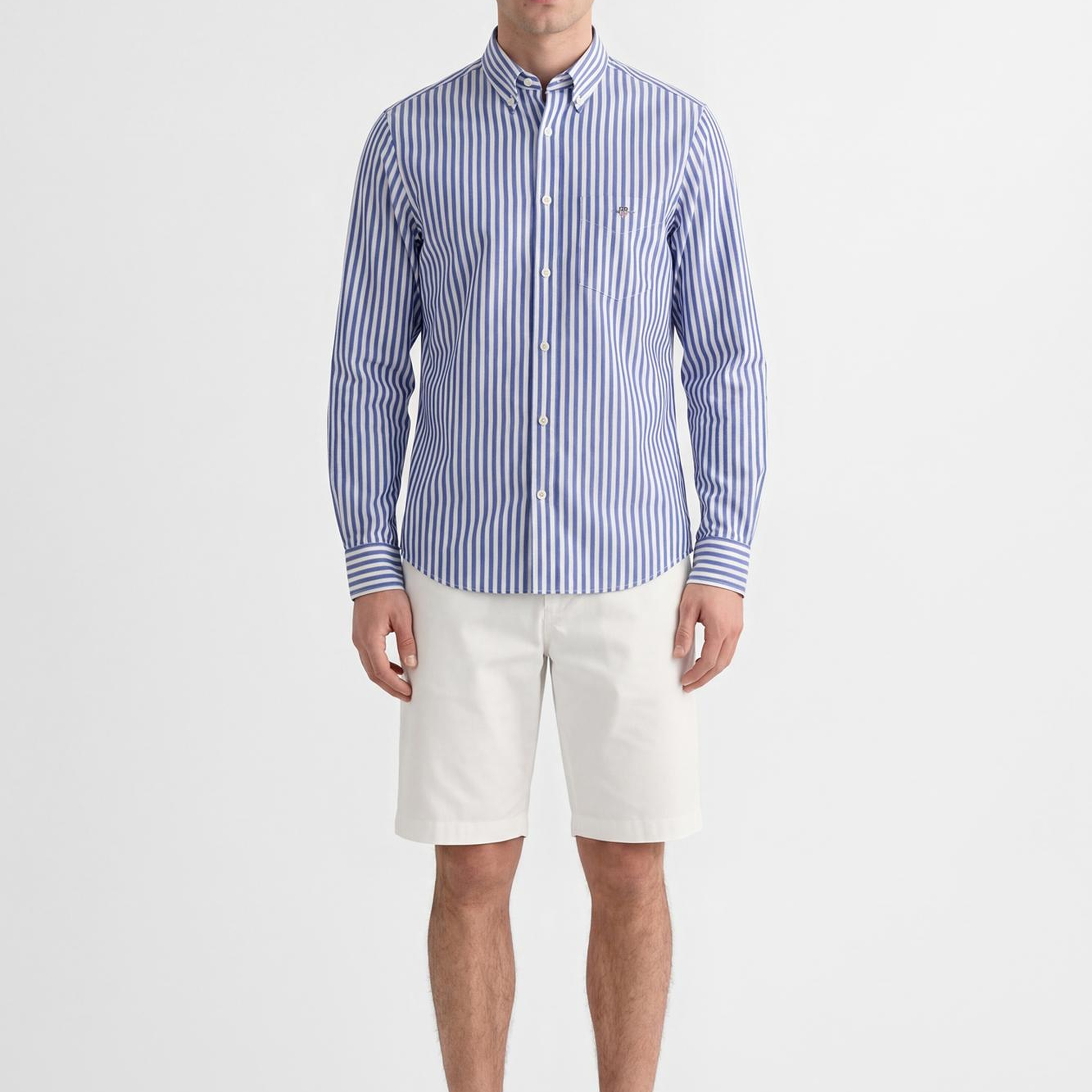 GANT Erkek Mavi Regular Fit Çizgili Logolu Gömlek