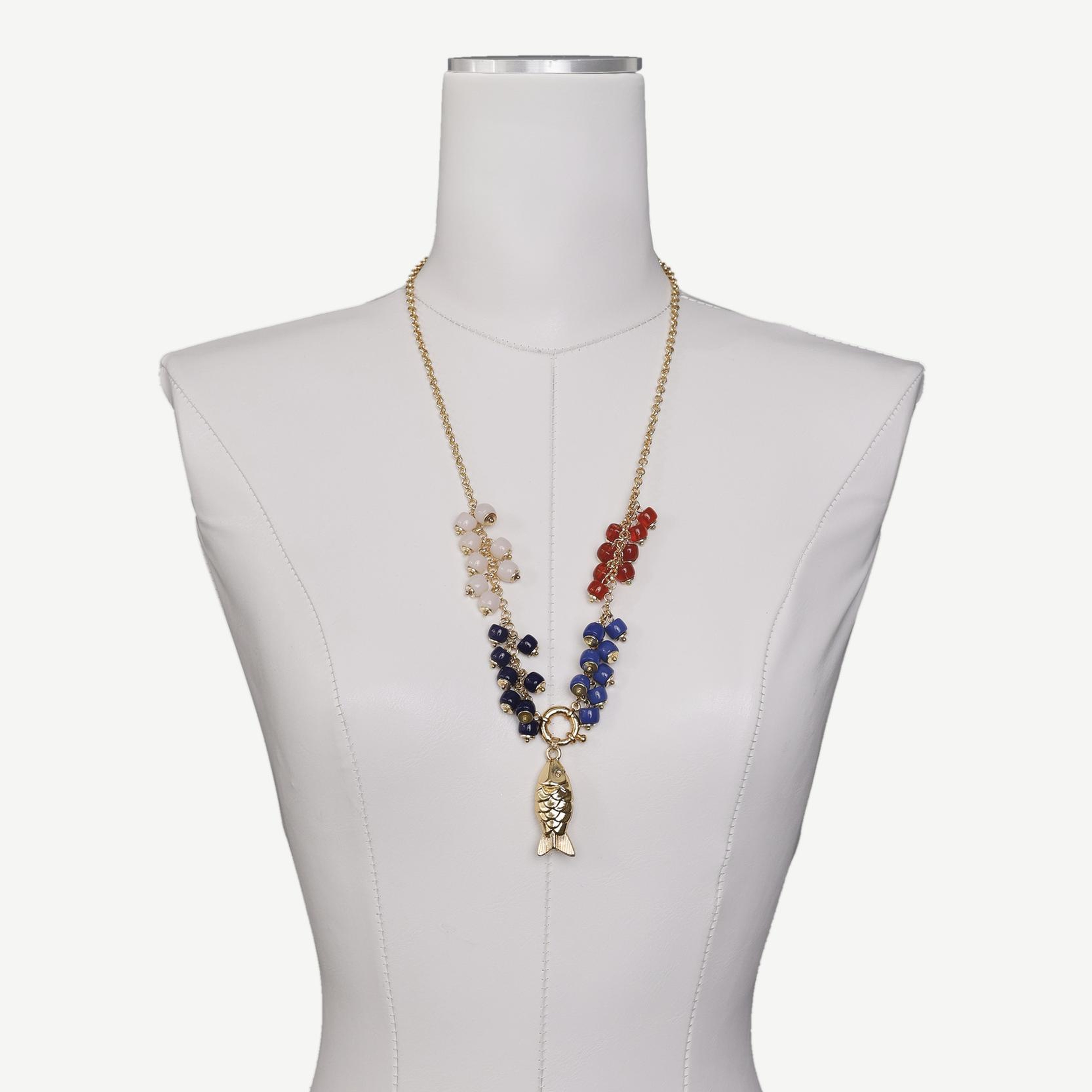 YARGICI Cam Taş Detaylı Balık Uçlu Kolye