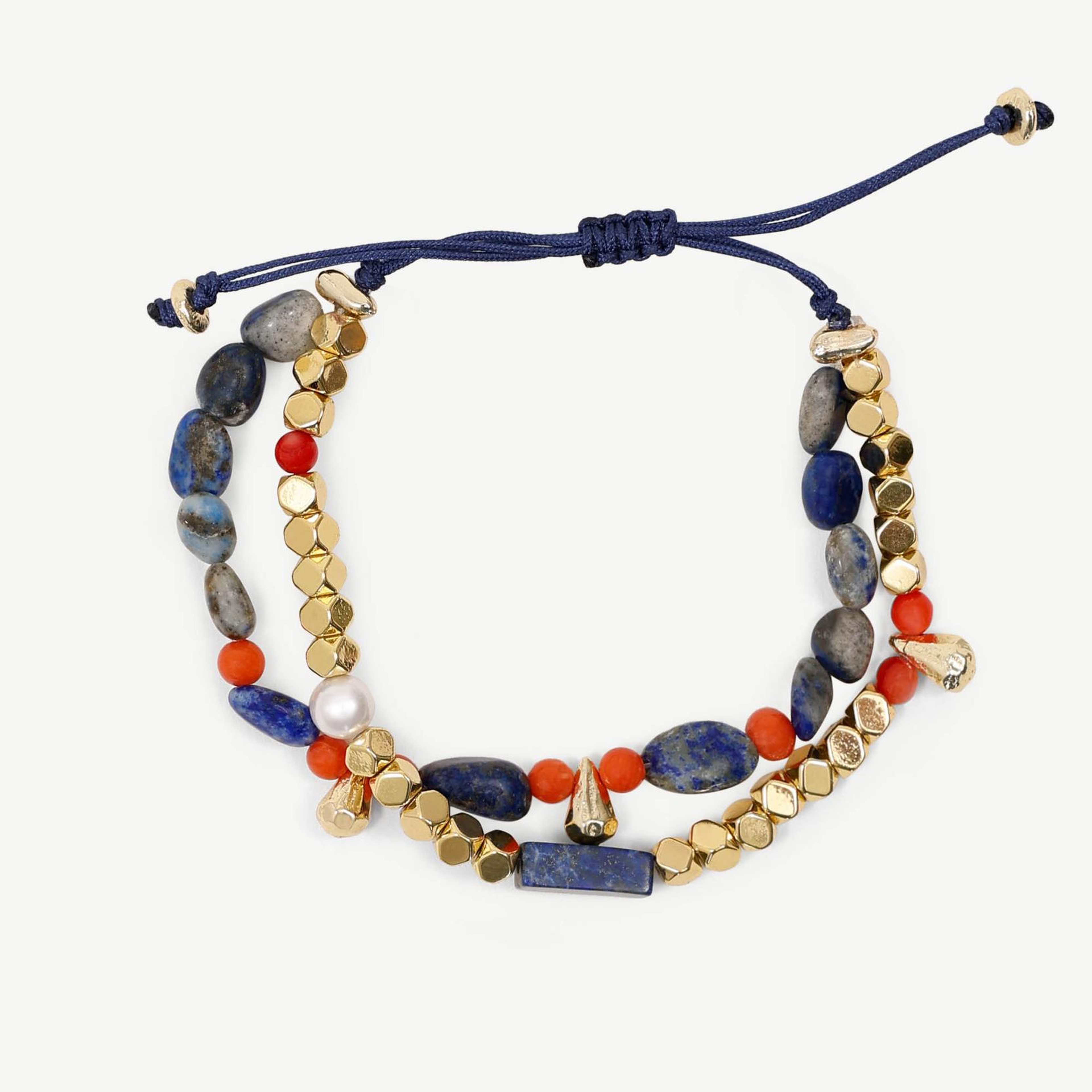 YARGICI Doğal Taş Detaylı İkili İp Bileklik