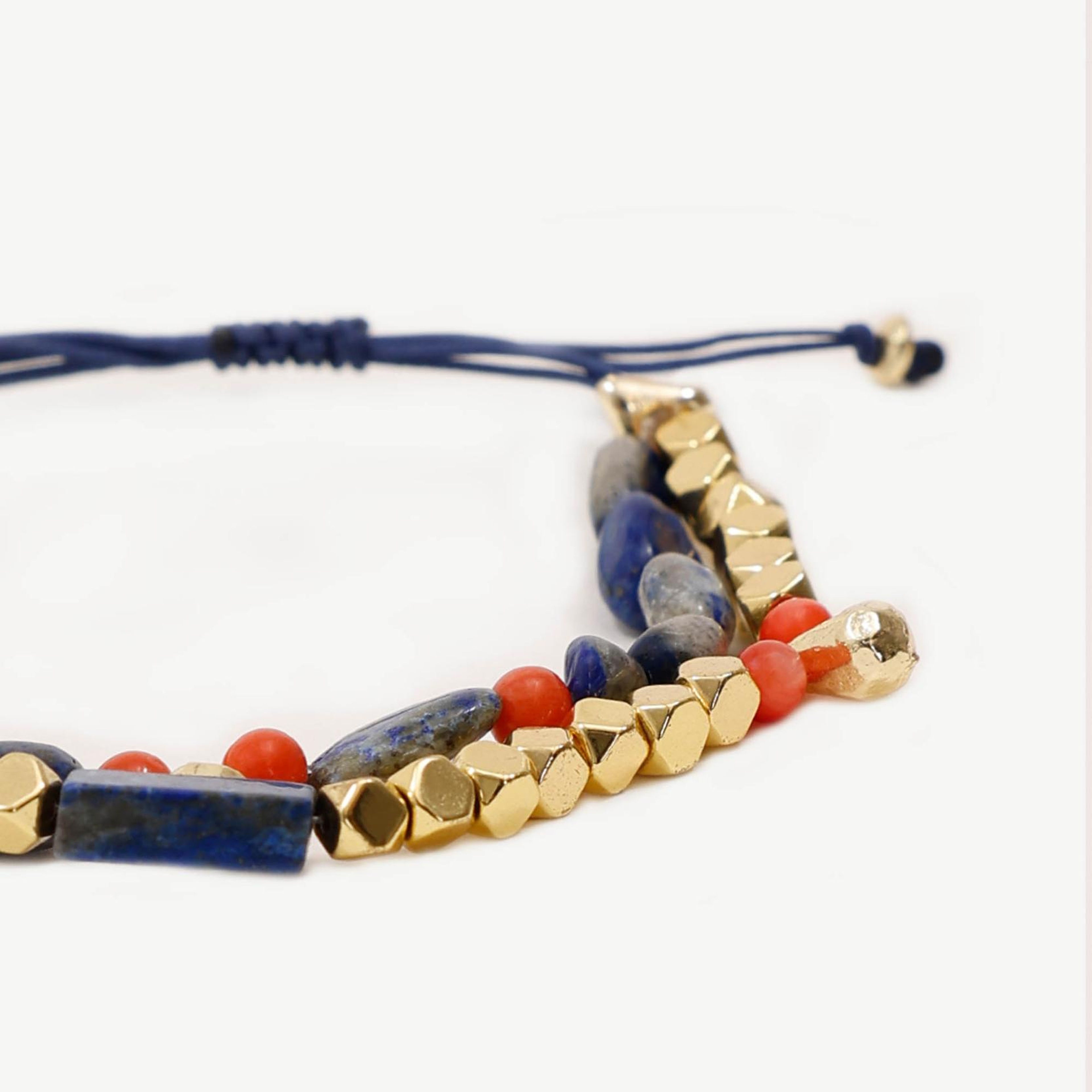 YARGICI Doğal Taş Detaylı İkili İp Bileklik