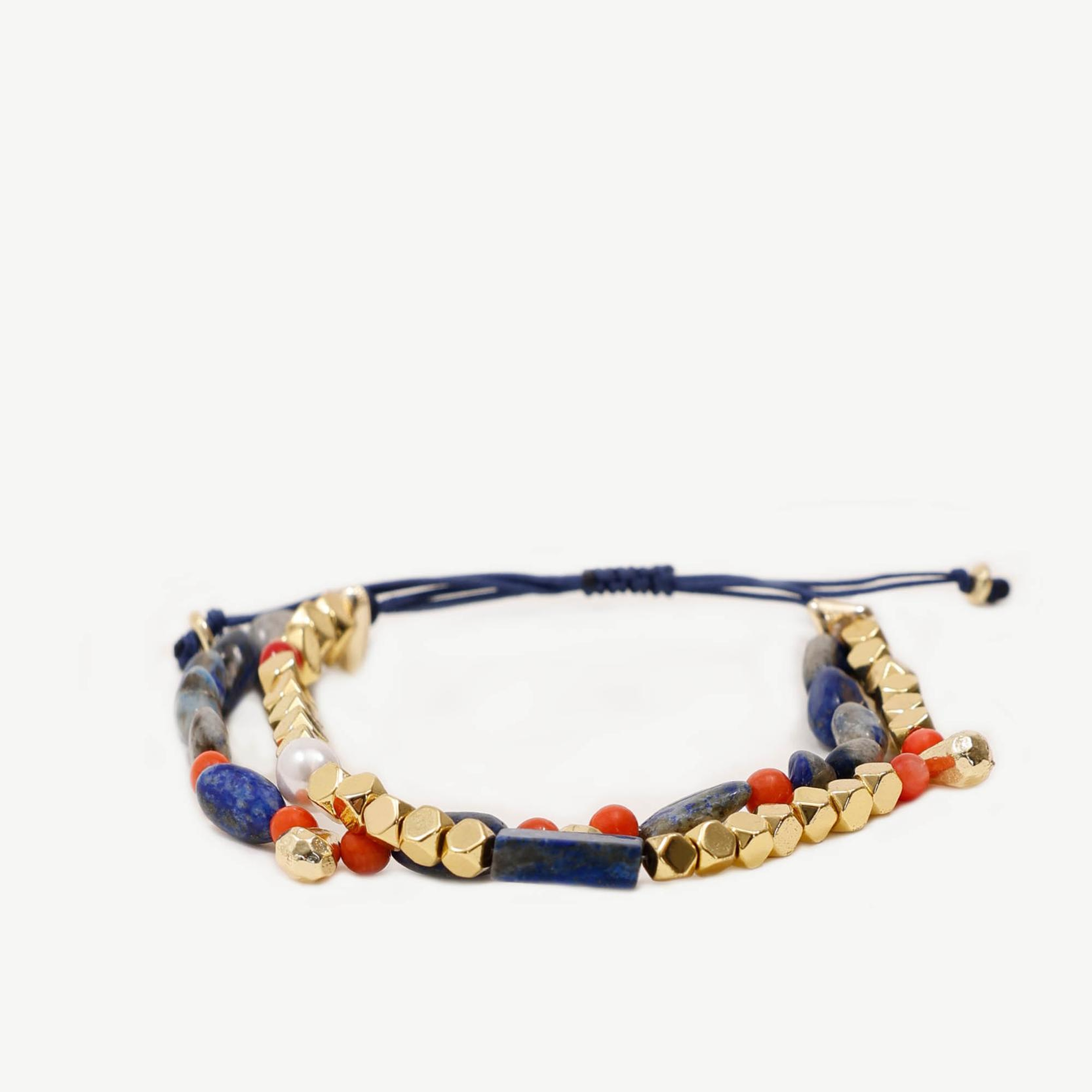 YARGICI Doğal Taş Detaylı İkili İp Bileklik