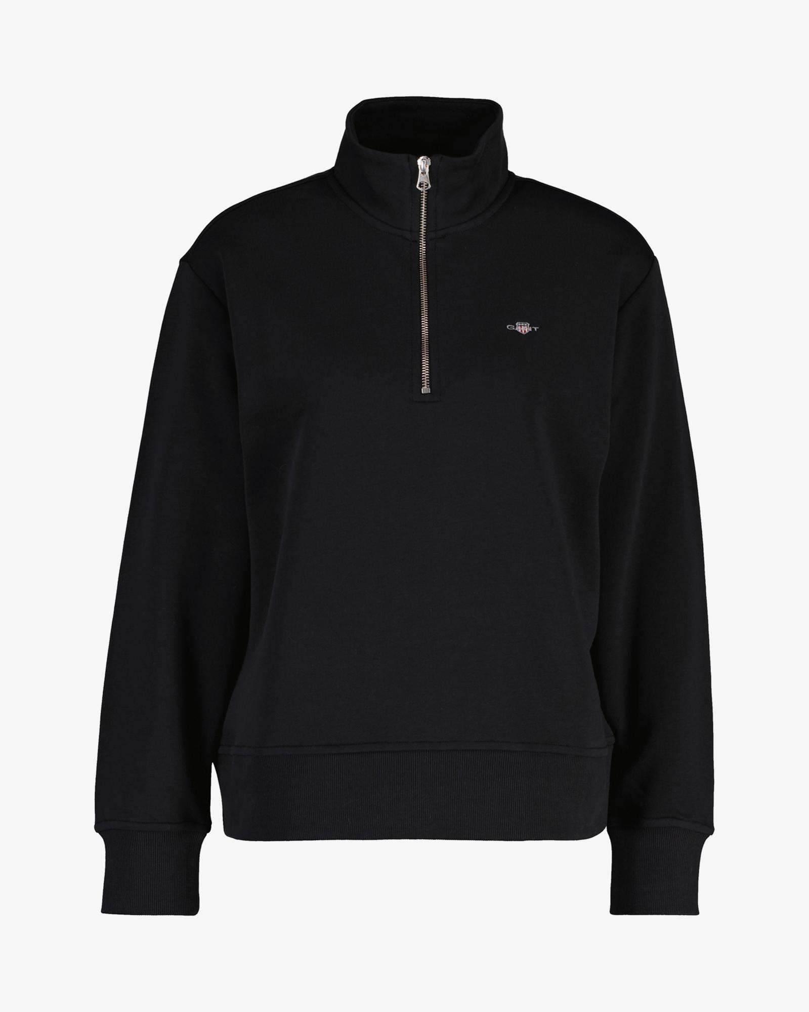 GANT Kadın Siyah Relaxed Fit Yarım Fermuarlı Sweatshirt