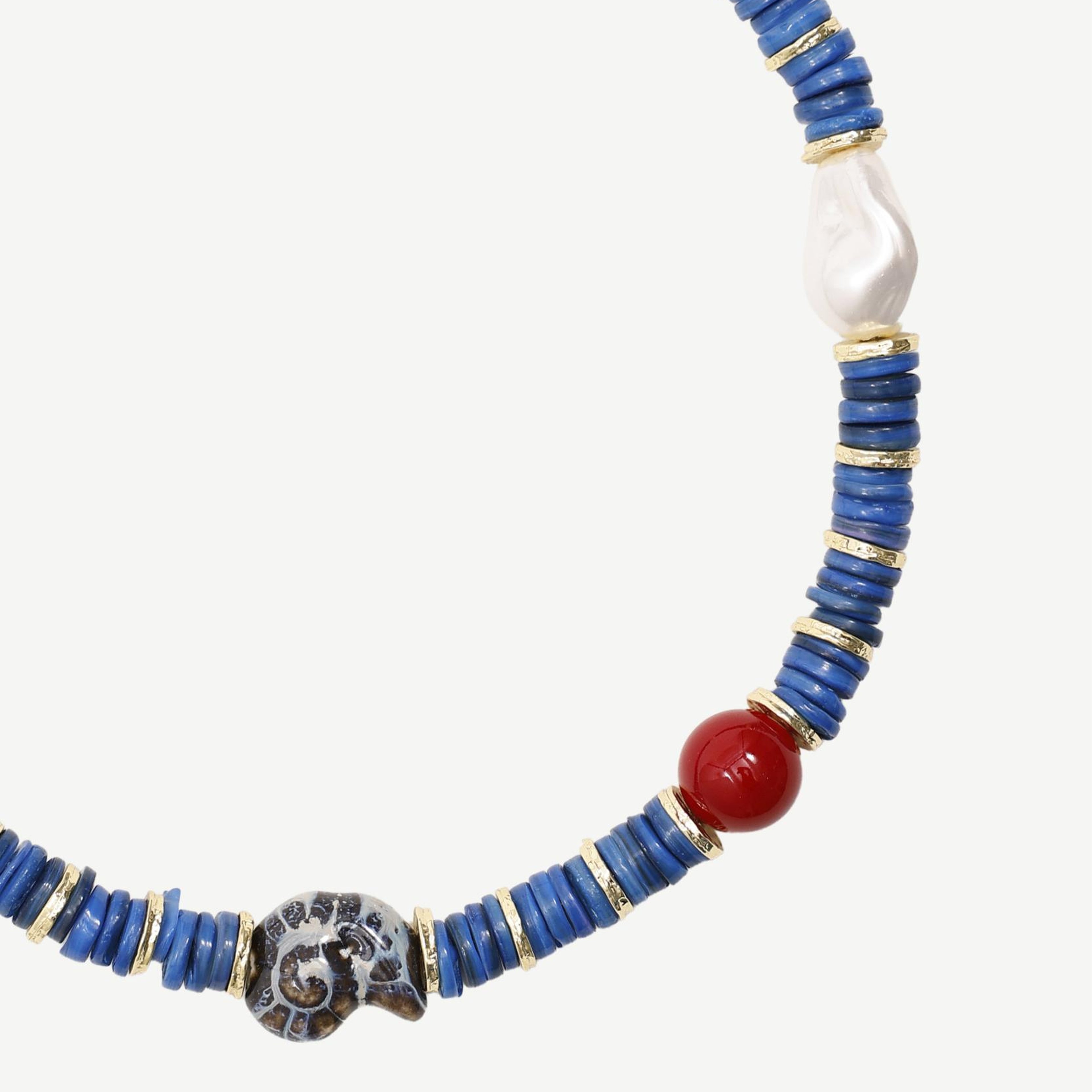 YARGICI Doğal Taş Ve Sedef Detaylı Kolye