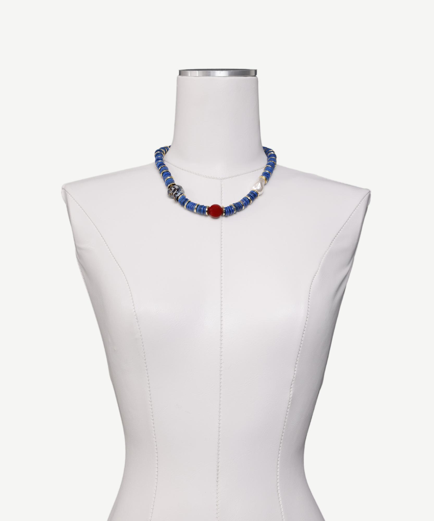 YARGICI Doğal Taş Ve Sedef Detaylı Kolye