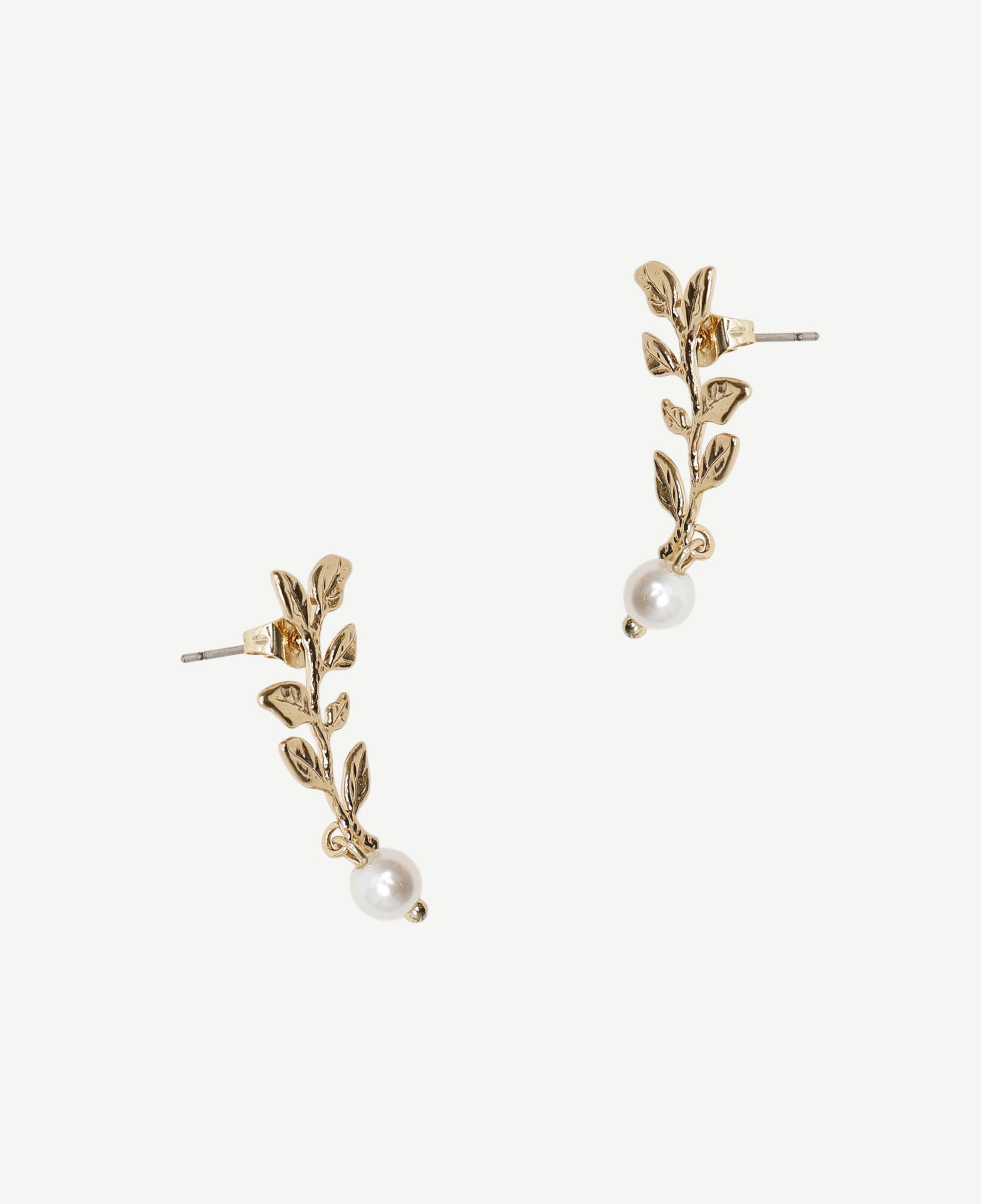 YARGICI İncili Yaprak Formlu Küpe